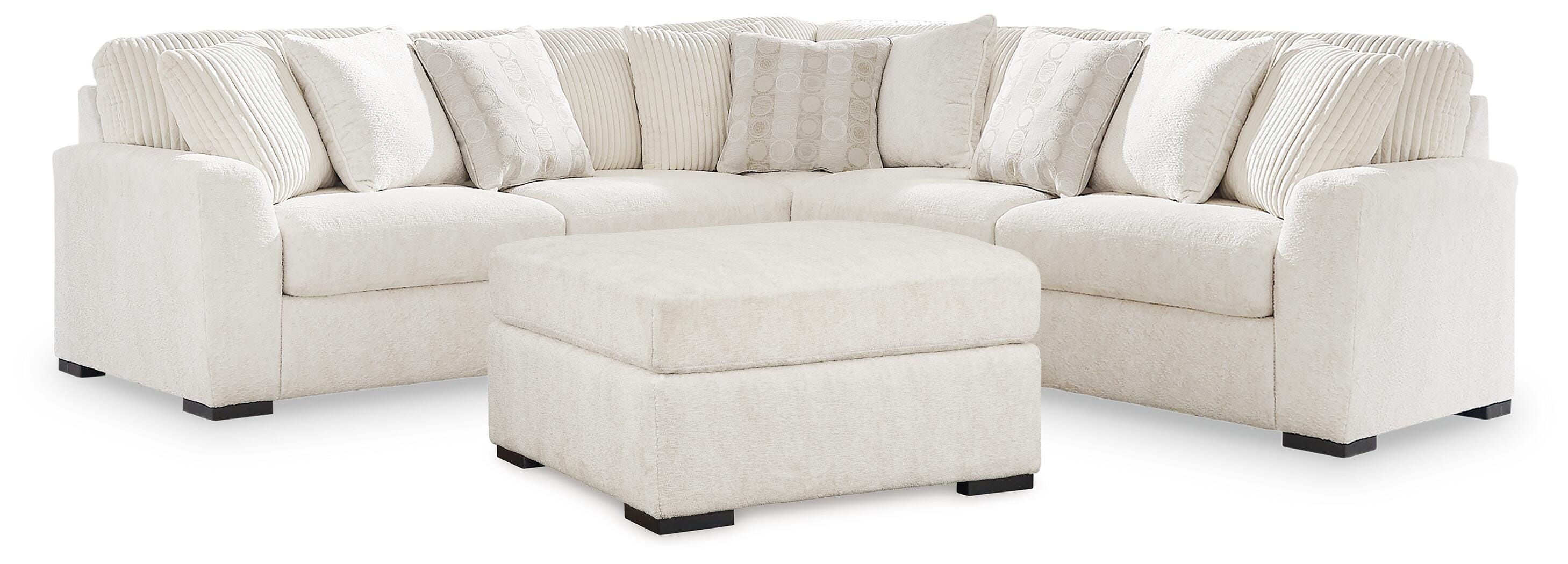 Chessington 3-Piece Sectional and Ottoman in Ivory