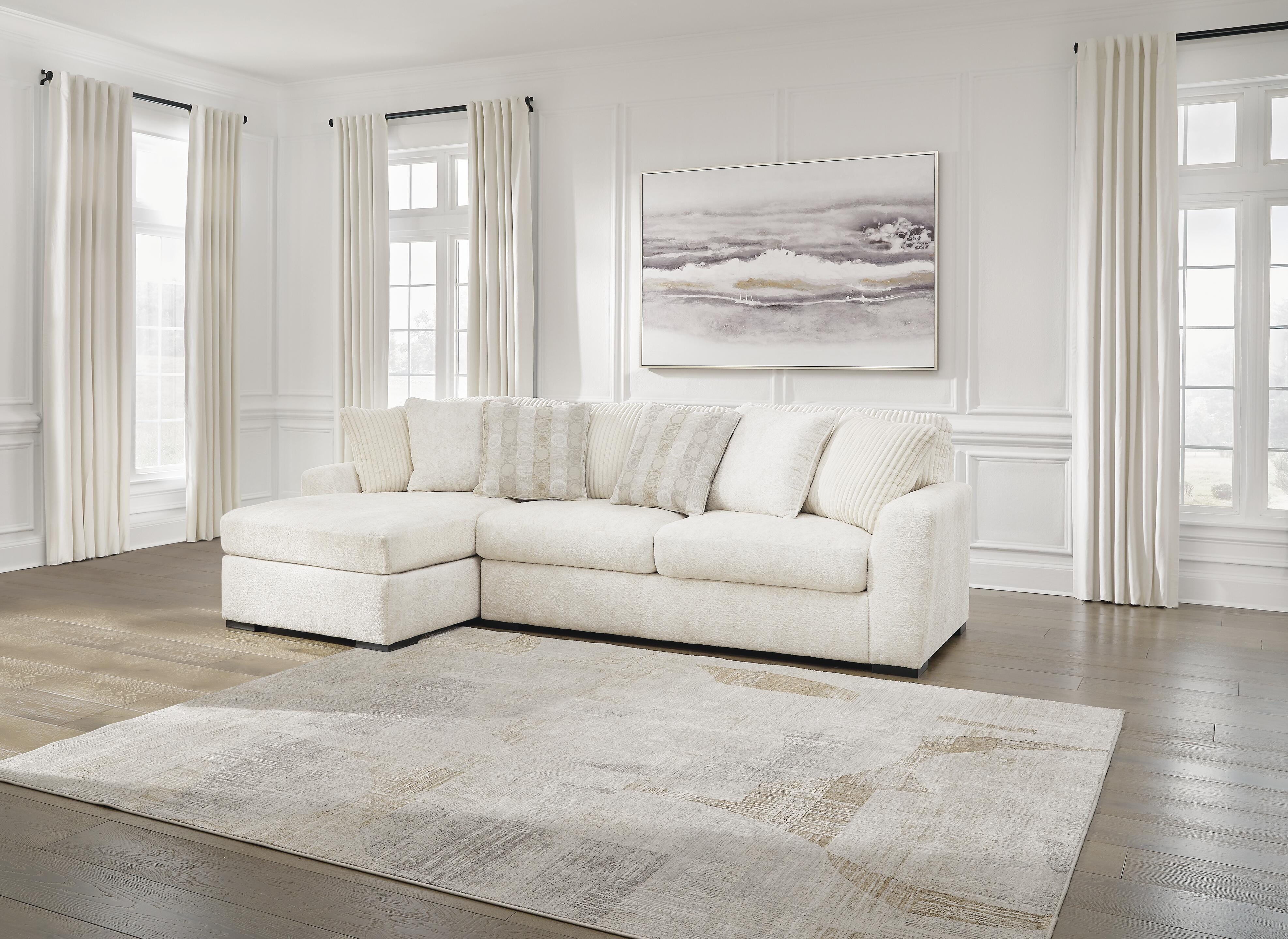 Chessington 2-Piece LAF Chaise Sectional in Ivory Chenille