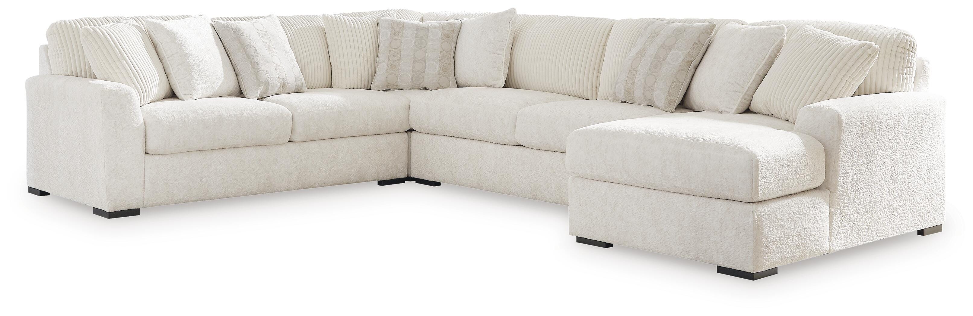 Chessington 4-Piece RAF Chaise Sectional in Ivory Chenille