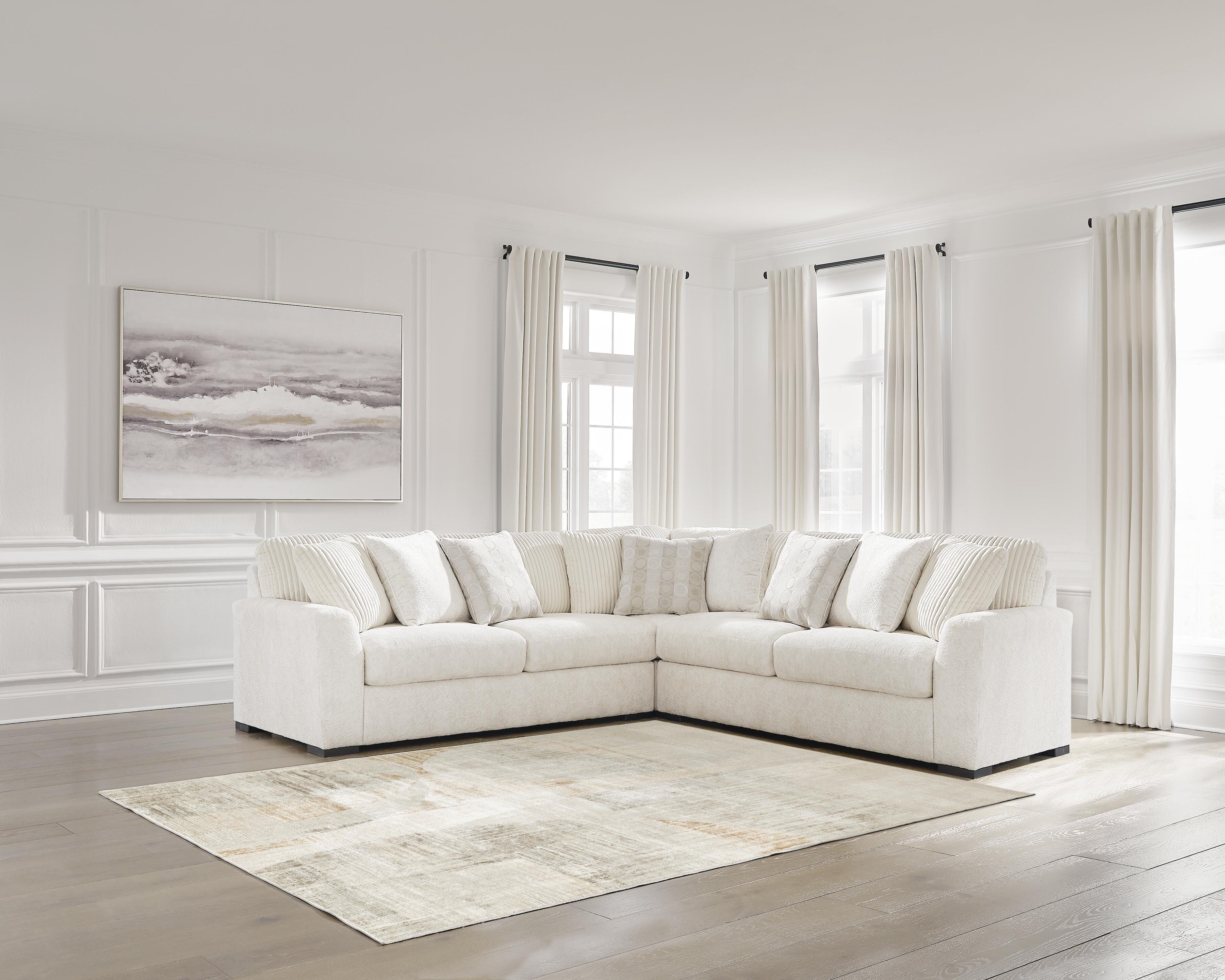 Chessington 3-Piece Sectional in Ivory Chenille