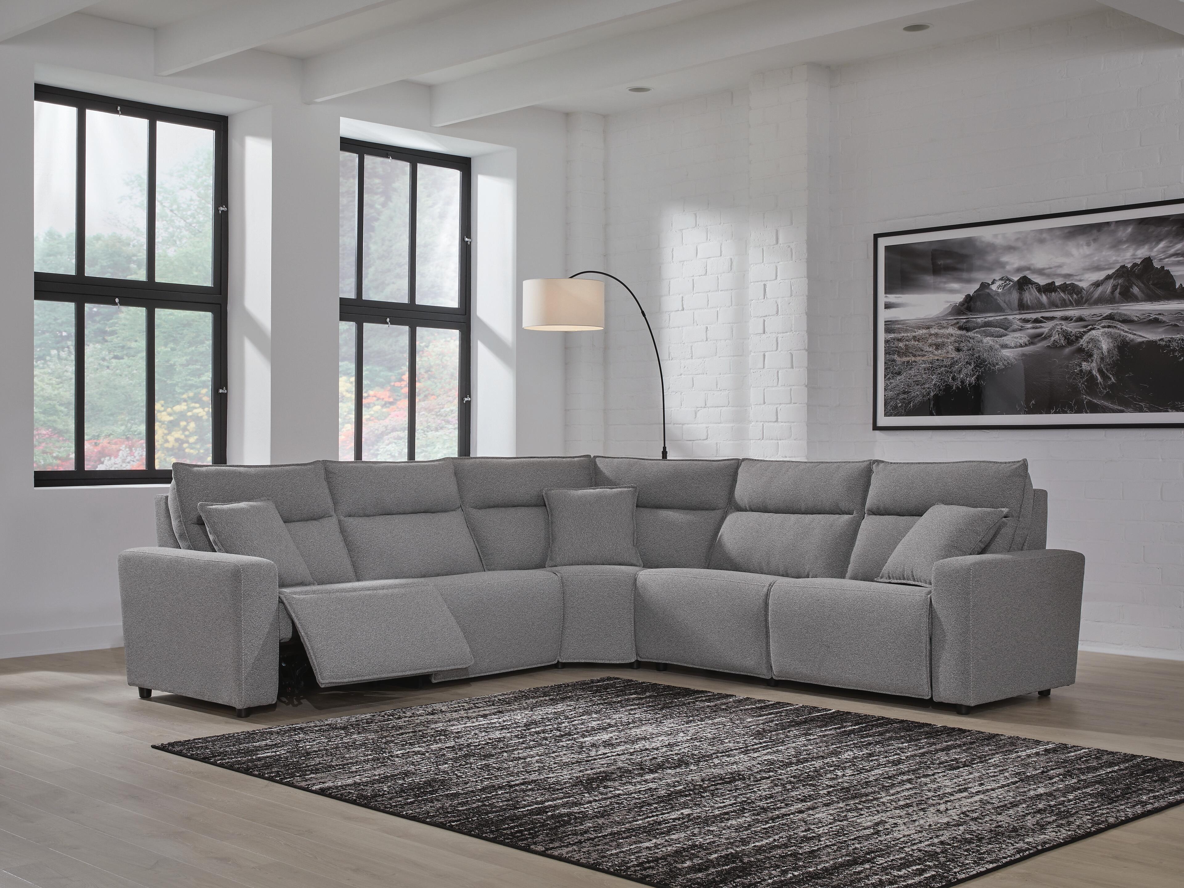 Modmax II 5-Piece Power Reclining Sectional in Salt and Pepper Next-Gen Nuvella