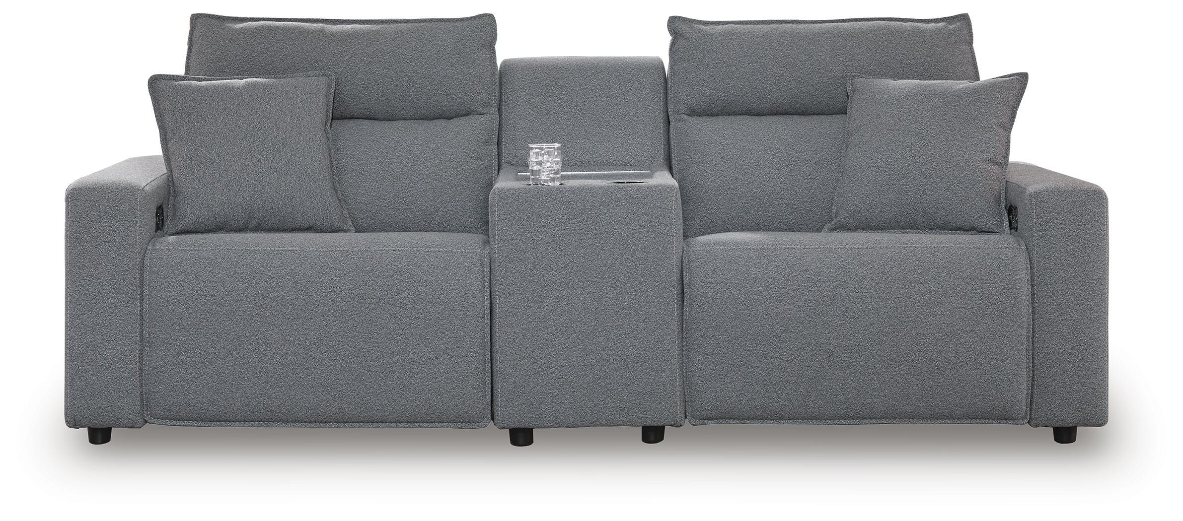 Modmax II 3-Piece Power Reclining Sectional with Console in Salt and Pepper Next-Gen Nuvella