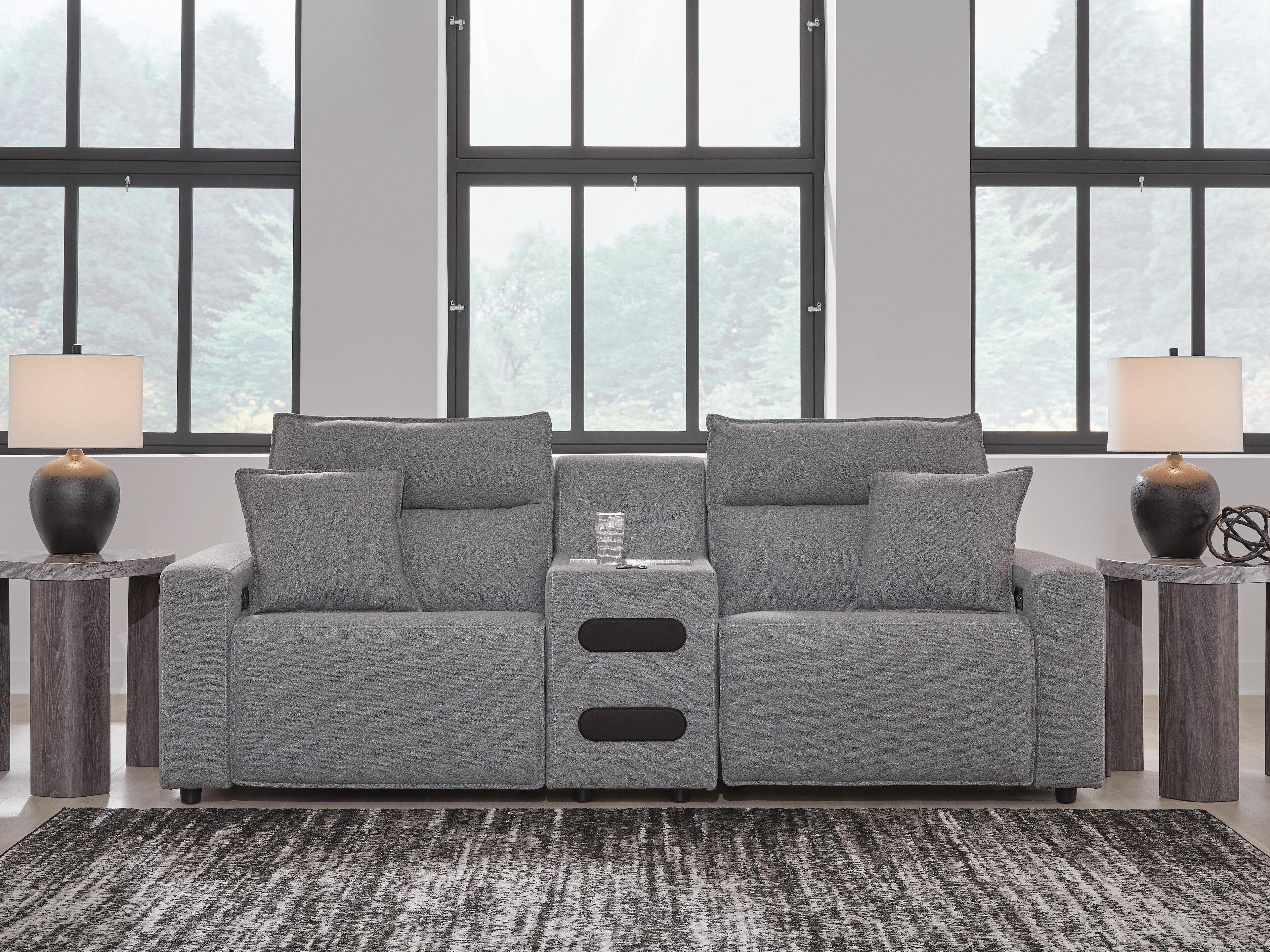 Modmax II 3-Piece Power Reclining Sectional with Audio Console in Salt and Pepper Next-Gen Nuvella
