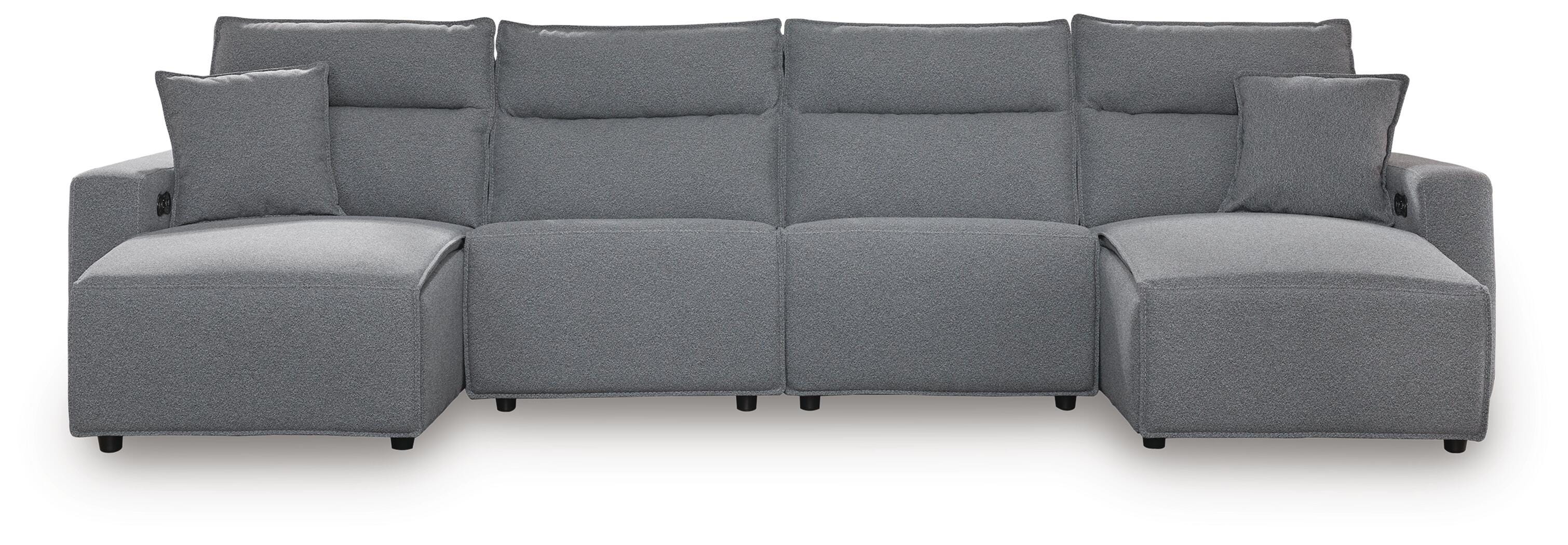 Modmax II 4-Piece Reclining Sectional with Double Chaise in Salt and Pepper Next-Gen Nuvella