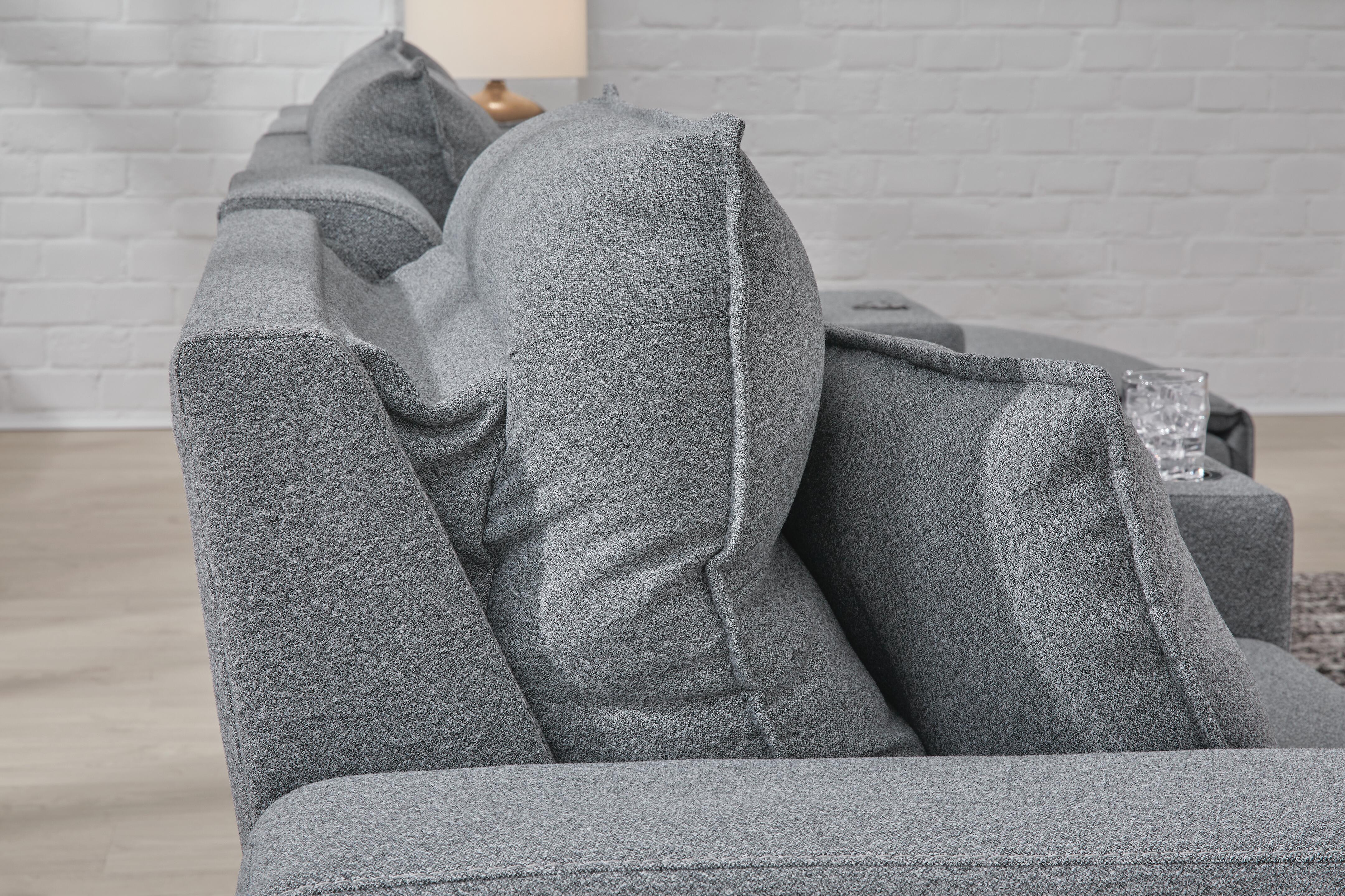Modmax II 7-Piece LAF Chaise Power Reclining Sectional and Audio Console in Salt and Pepper