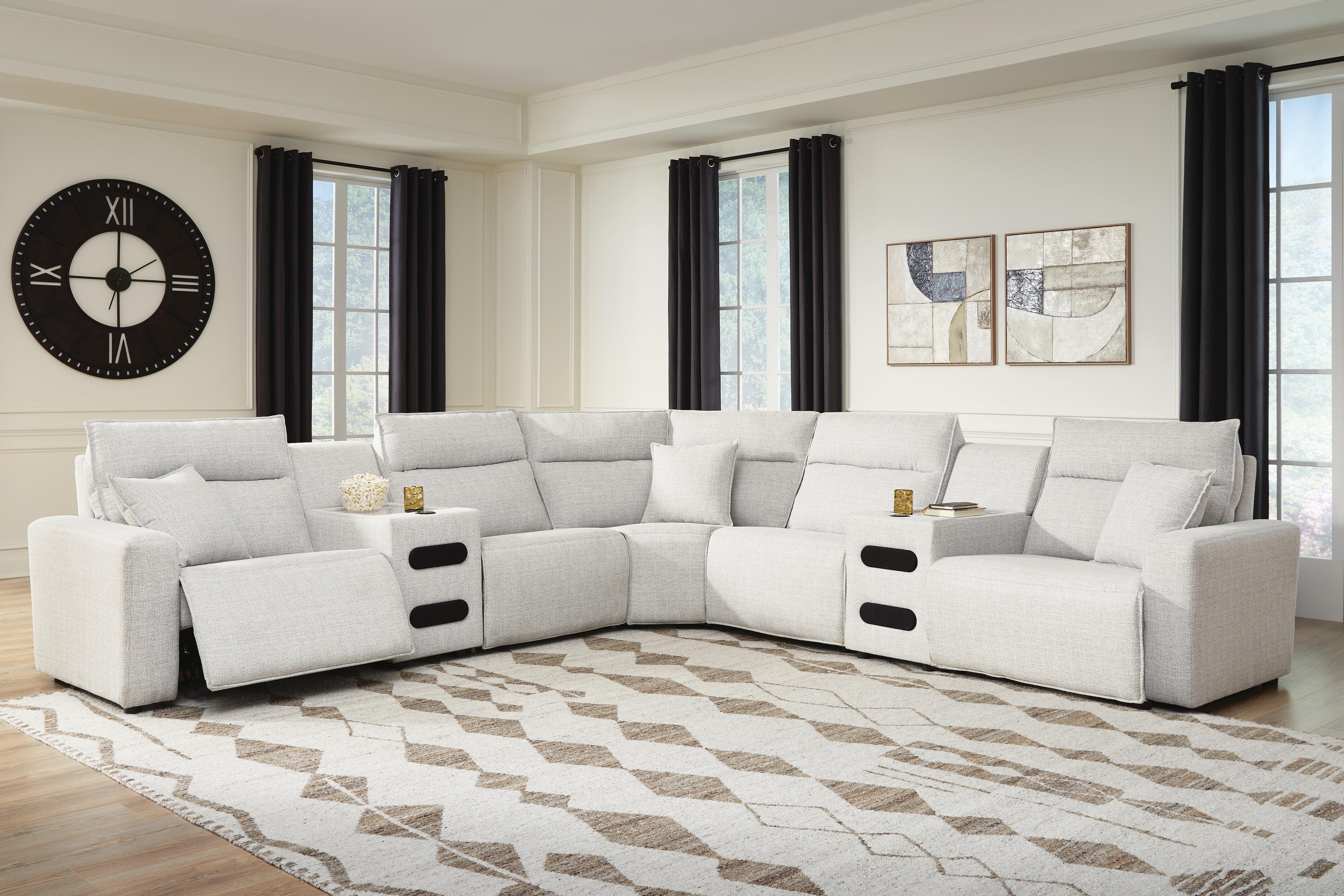 Modmax II 7-Piece Power Reclining Sectional with Audio Consoles in Stone