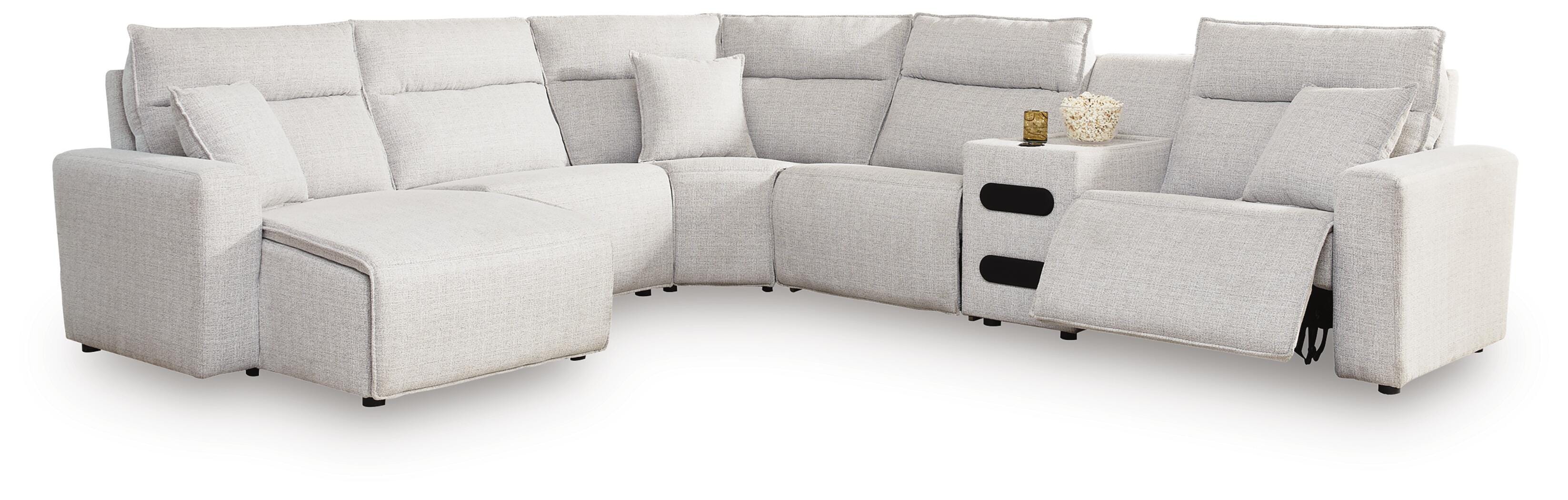 Modmax II 6-Piece LAF Chaise Reclining Sectional and Audio Console in Stone