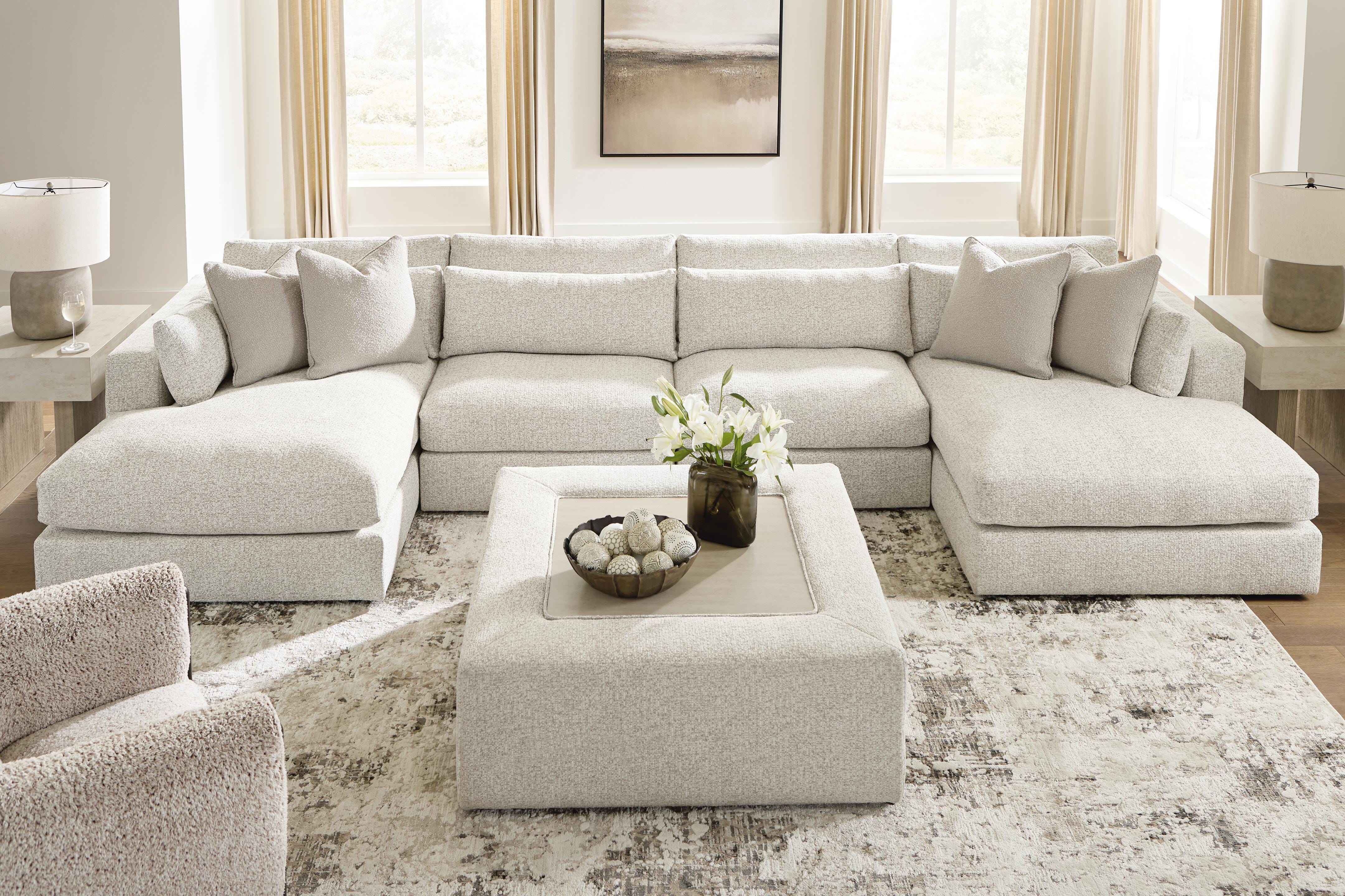 Ashbourne Estate 4-Piece Double Chaise Sectional in Snowstone