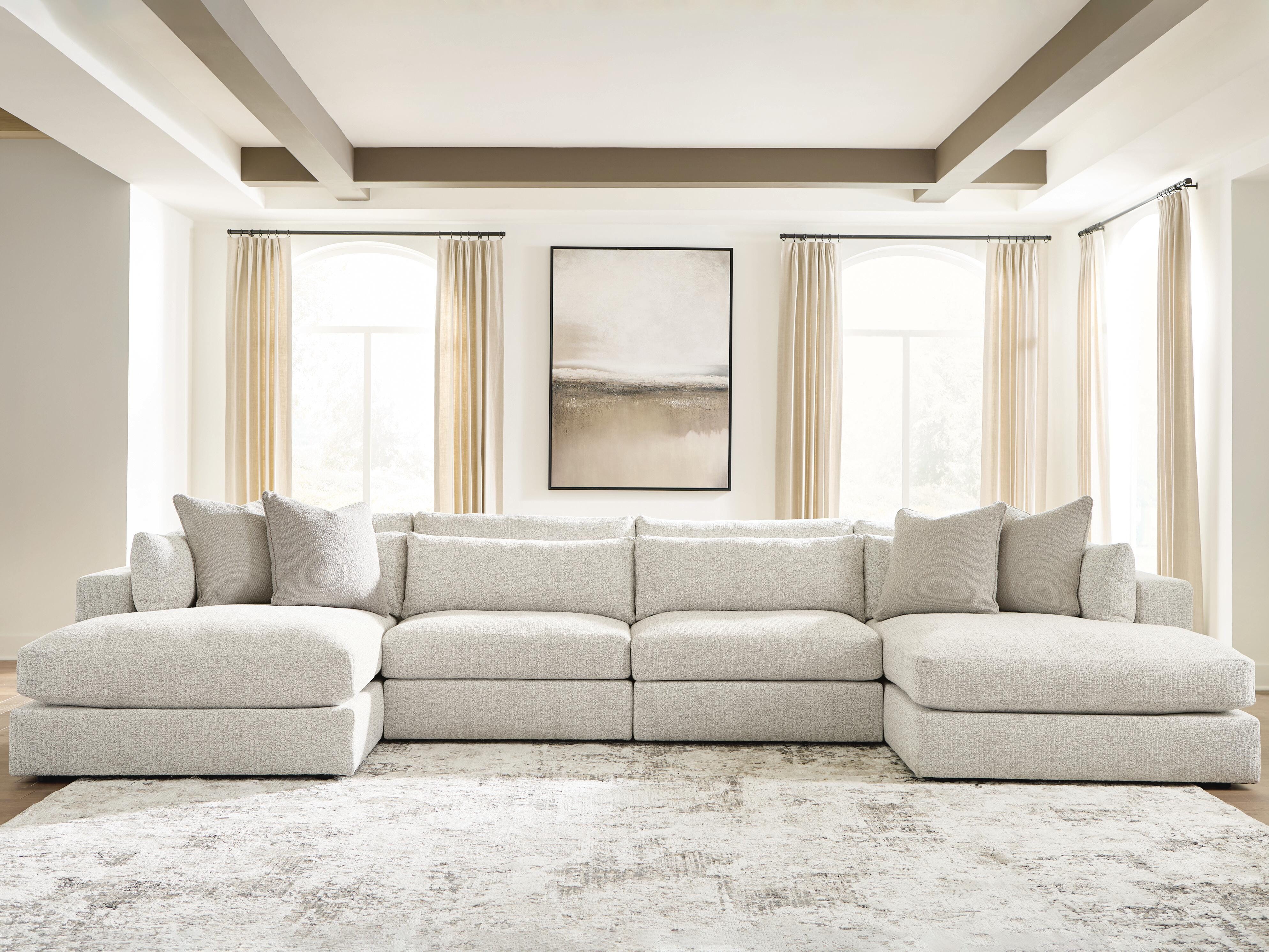 Ashbourne Estate 4-Piece Double Chaise Sectional in Snowstone
