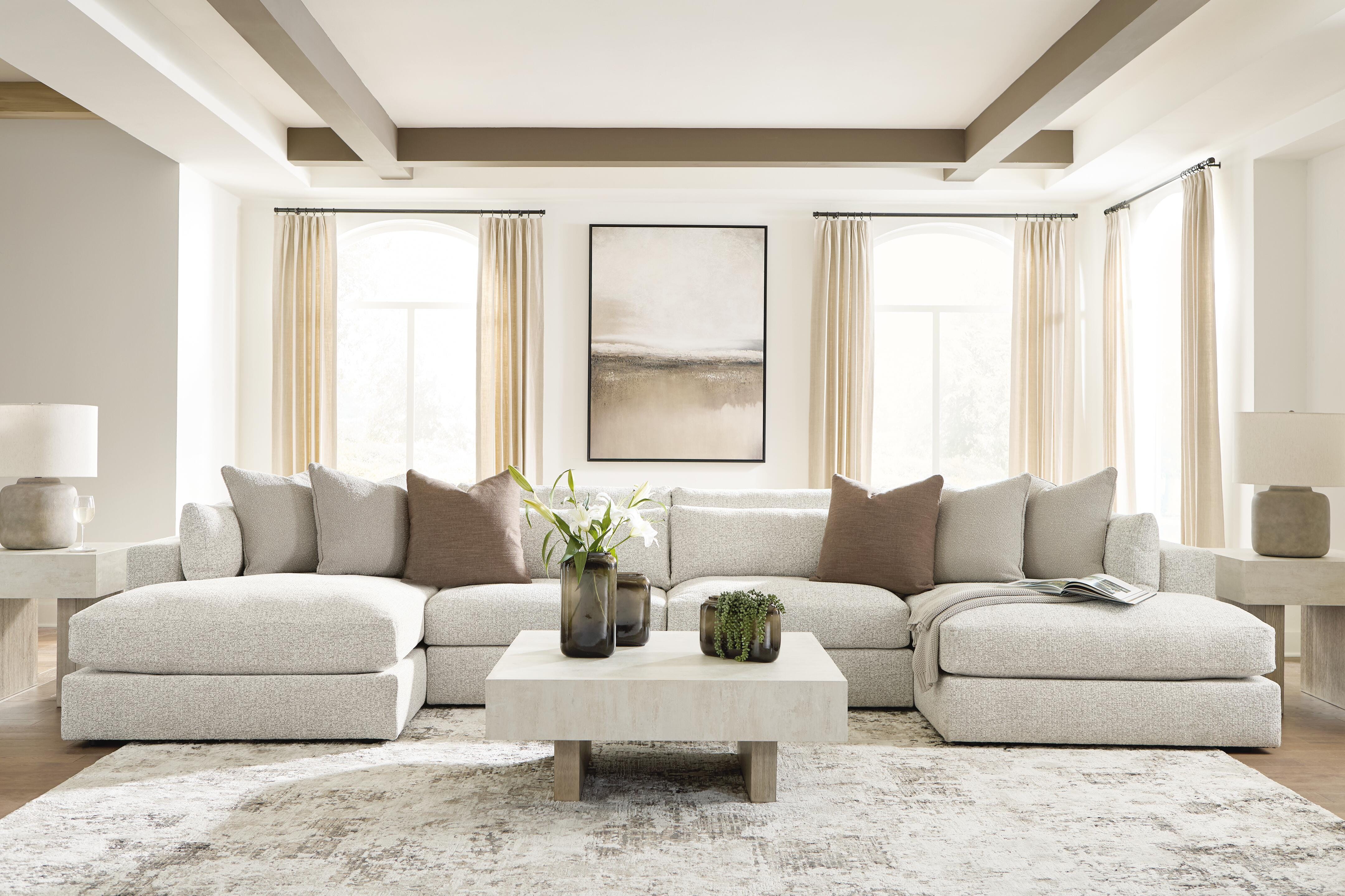 Ashbourne Estate 4-Piece Double Chaise Sectional in Snowstone