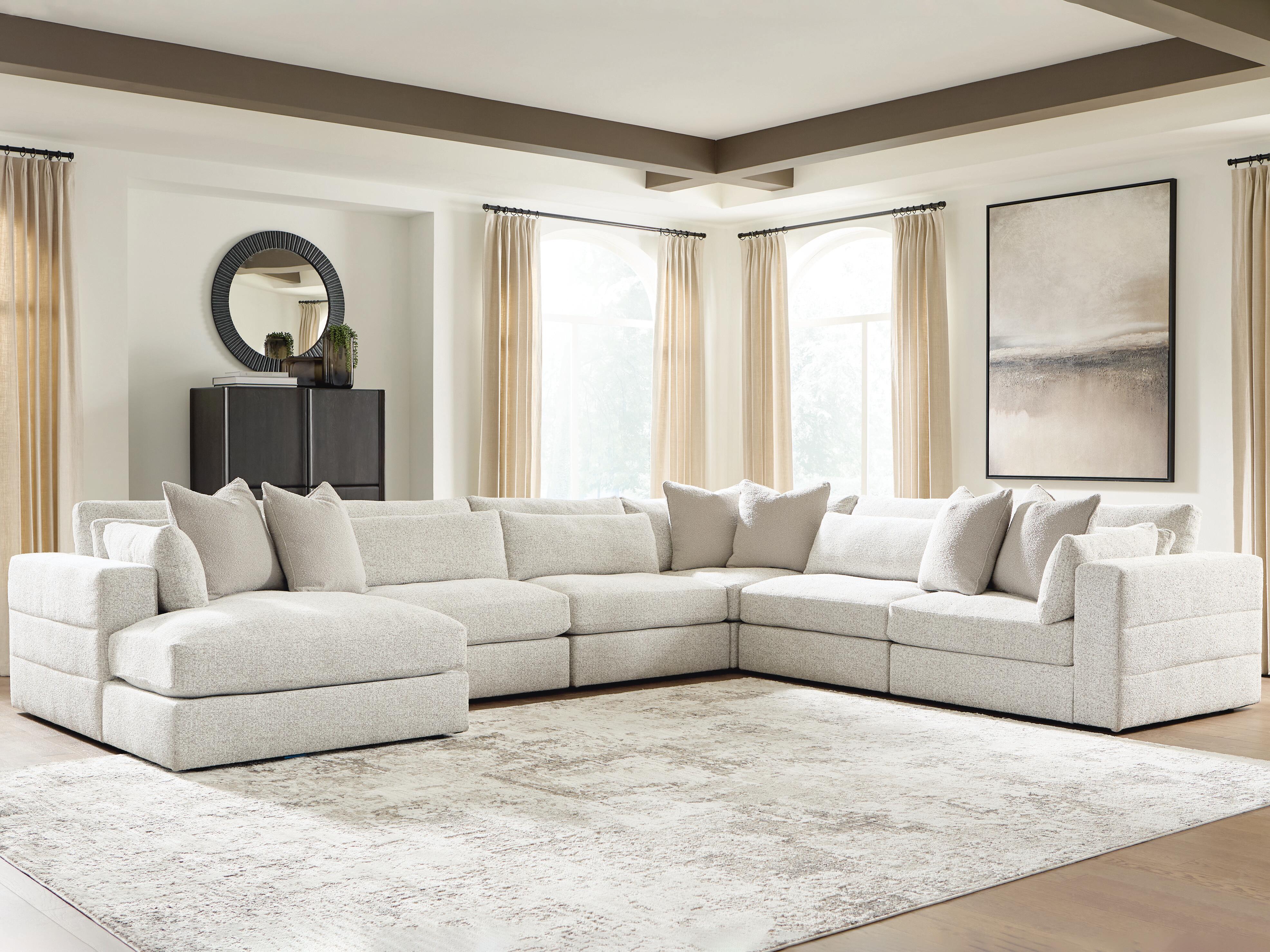 Ashbourne Estate 6-Piece LAF Chaise Sectional in Snowstone