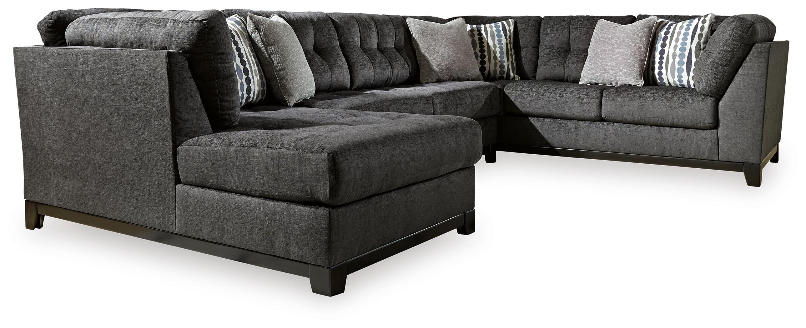 Reidshire 3-Piece LAF Chaise Sectional in Steel Chenille