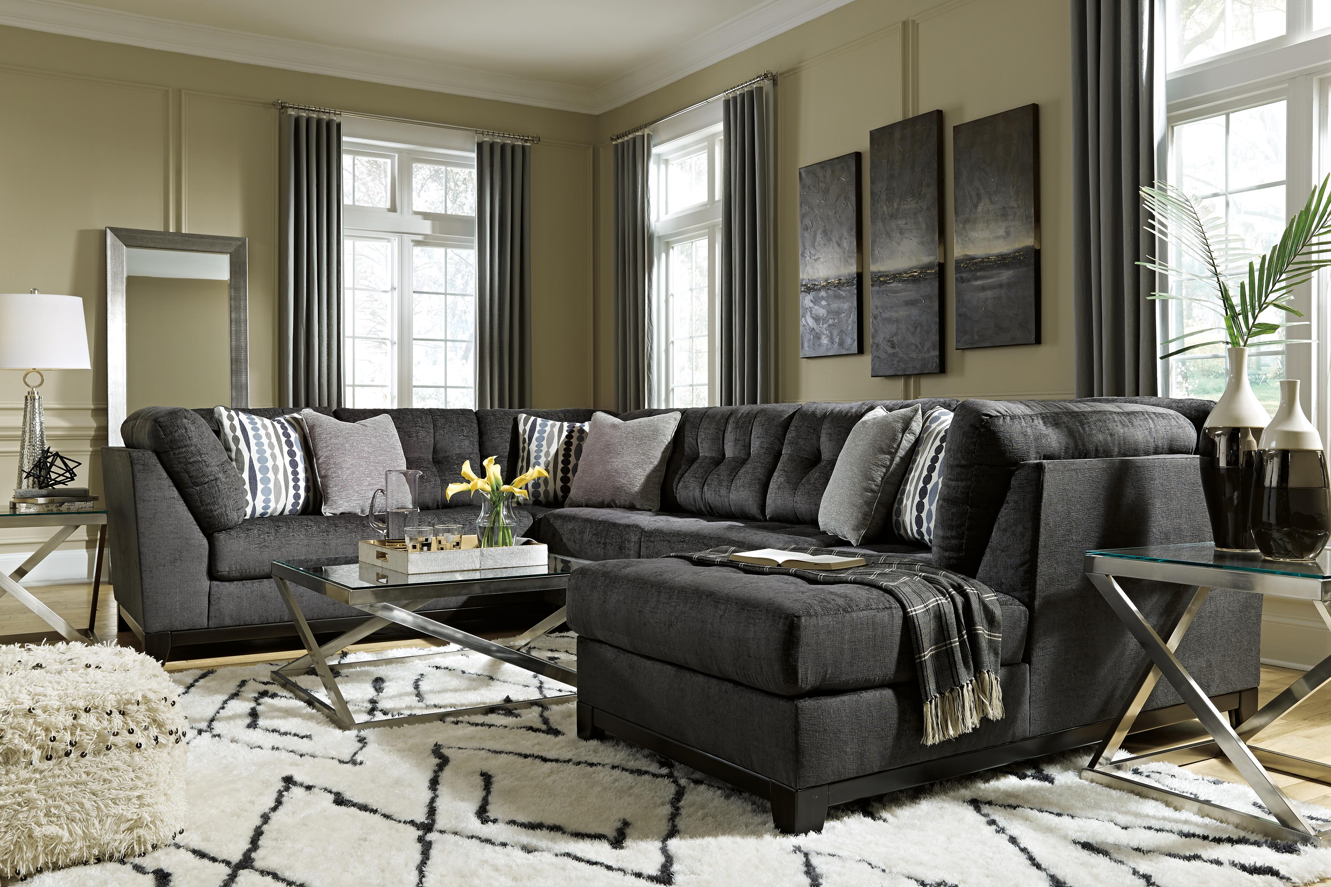 Reidshire 3-Piece RAF Chaise Sectional in Steel Chenille
