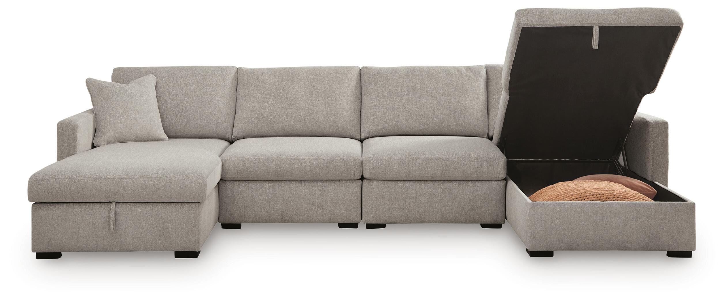 ModMax Luxe 4-Piece Double Storage Chaise Sectional in Flint