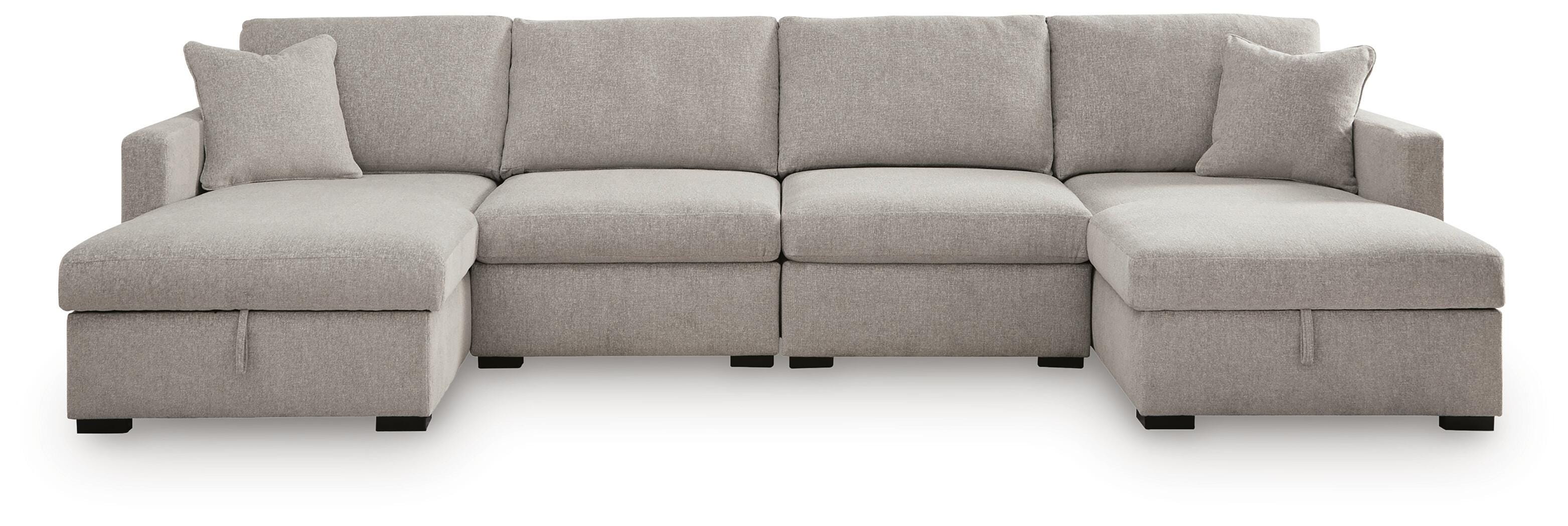 ModMax Luxe 4-Piece Double Storage Chaise Sectional in Flint