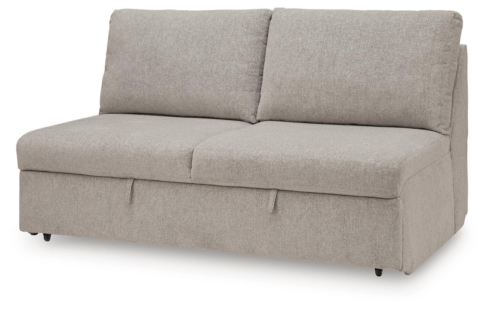 ModMax Luxe 5-Piece Sectional with Storage Chaise and Pop Up Sleeper in Flint
