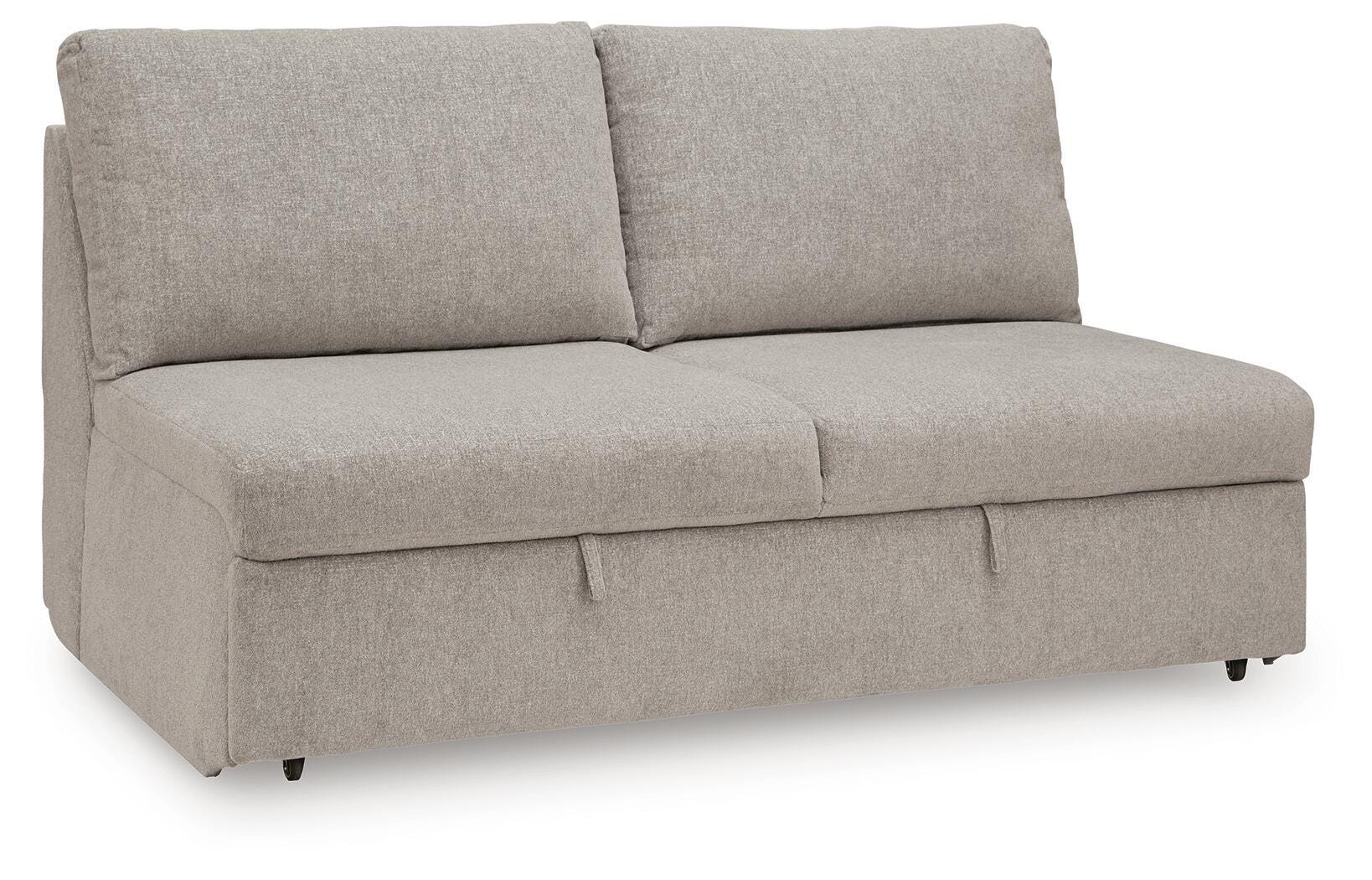 ModMax Luxe 5-Piece Sectional with Storage Chaise and Pop Up Sleeper in Flint