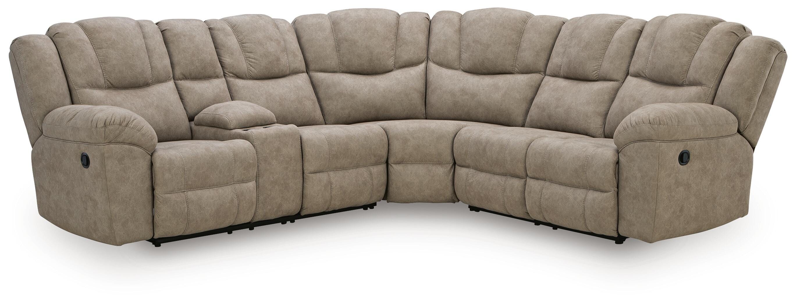 Pearce-Pike 3-Piece Reclining Sectional w/ Console in Birch