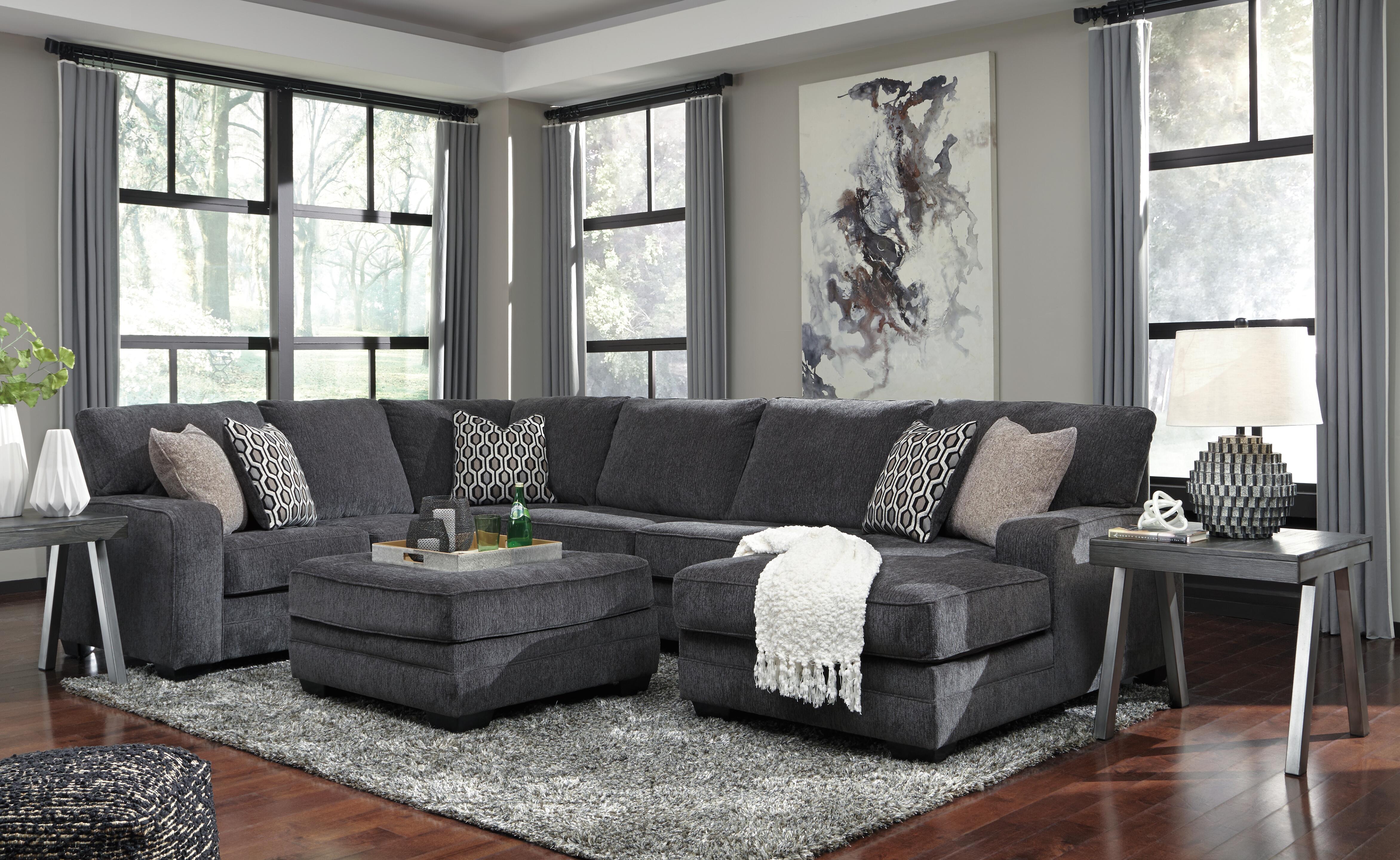 Tracling 3-Piece RAF Chaise Sectional in Slate Chenille