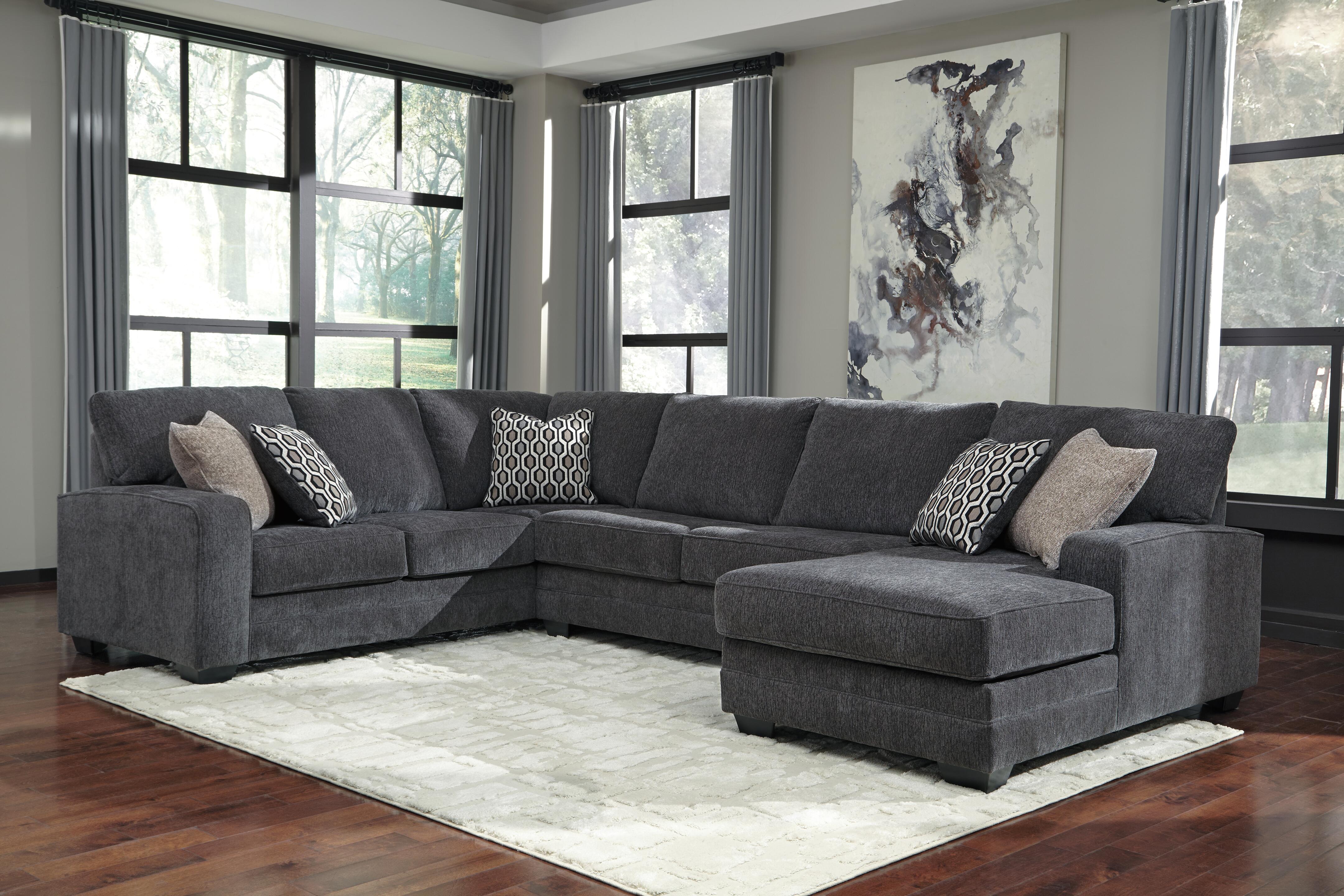 Tracling 3-Piece RAF Chaise Sectional in Slate Chenille