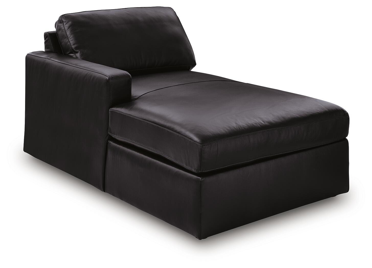 Modmax II 8-Piece LAF Chaise Sectional and Audio Consoles in Black Leather