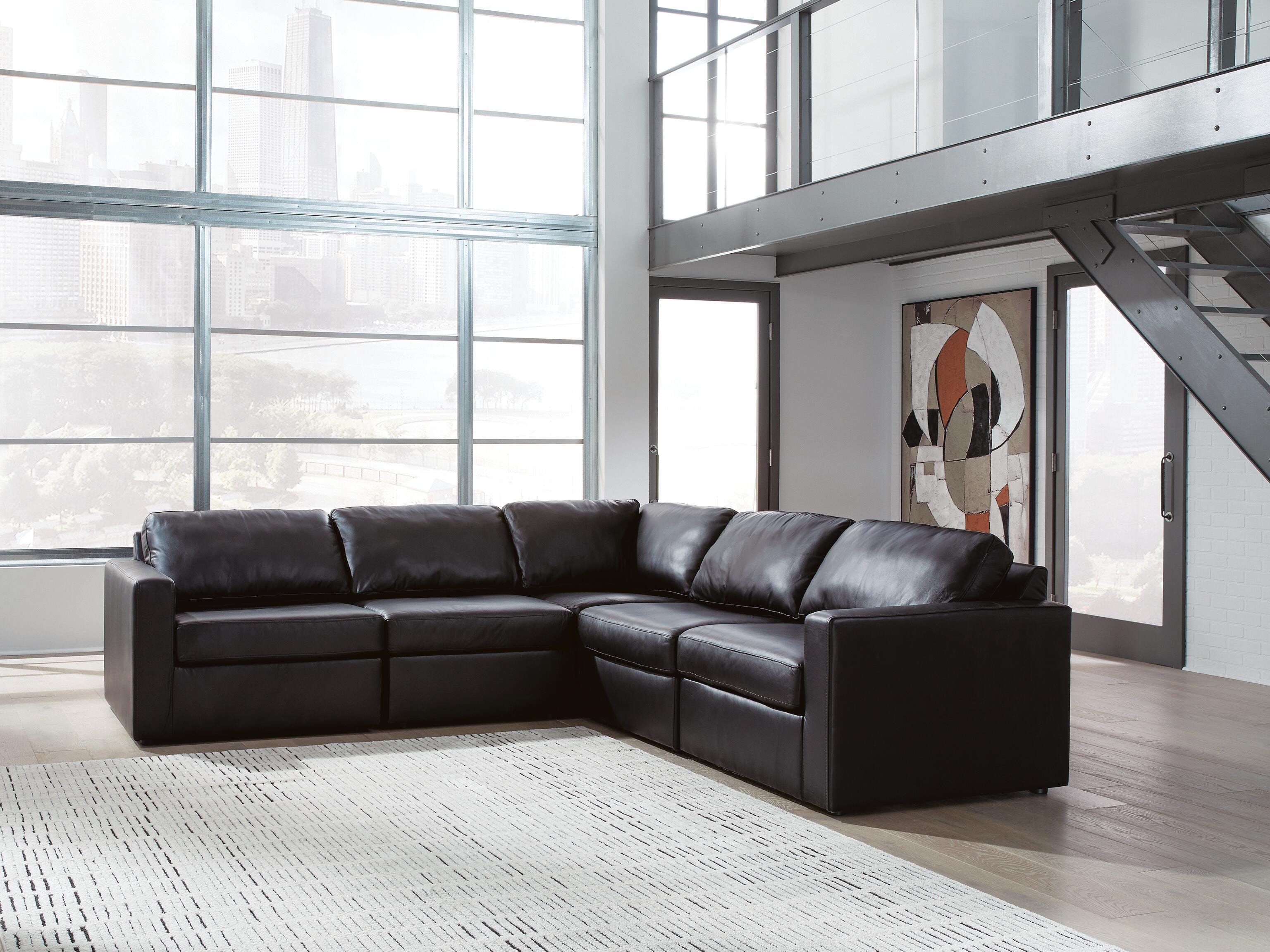 Modmax II 5-Piece Sectional in Black Leather
