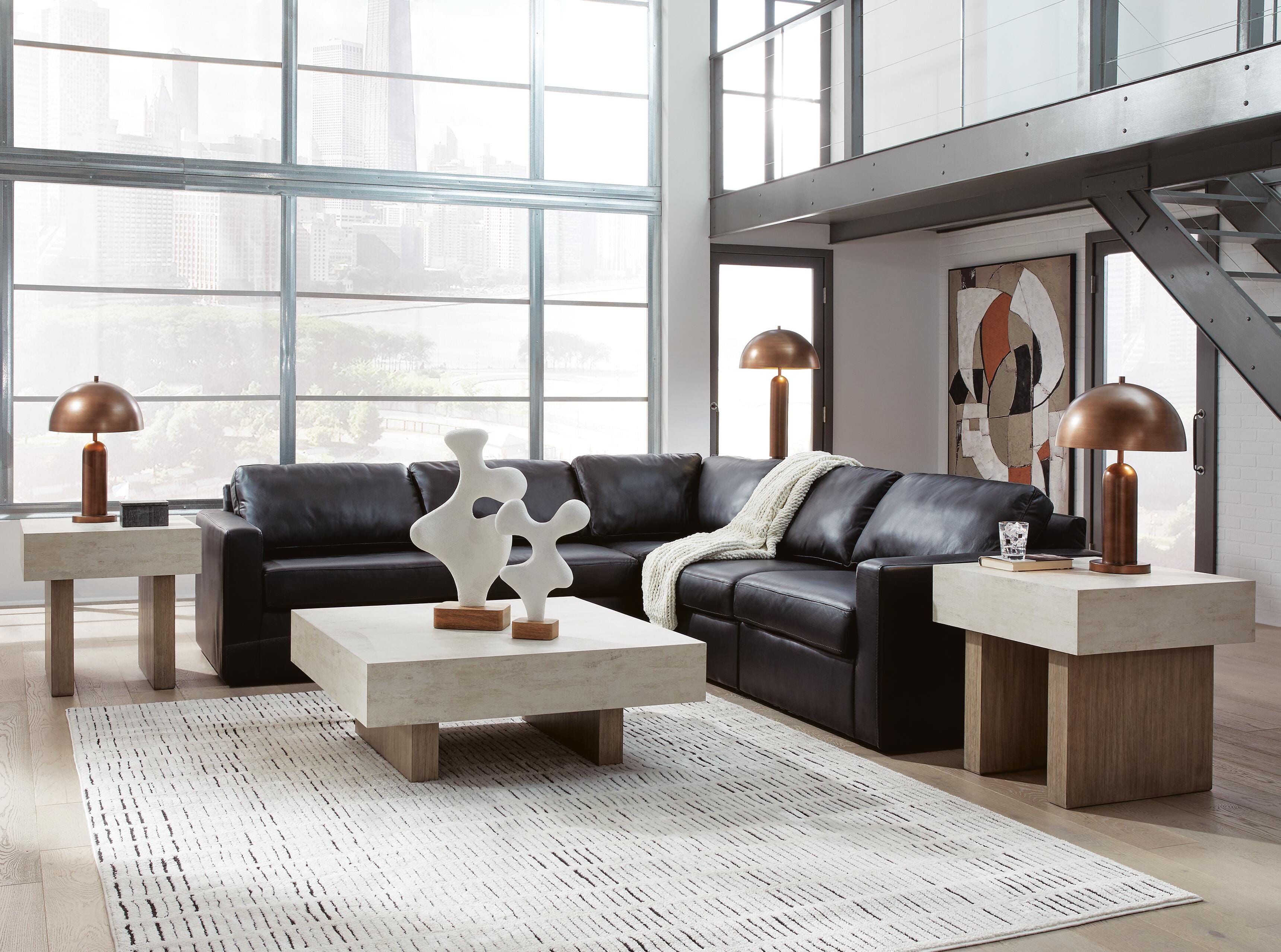 Modmax II 5-Piece Sectional in Black Leather