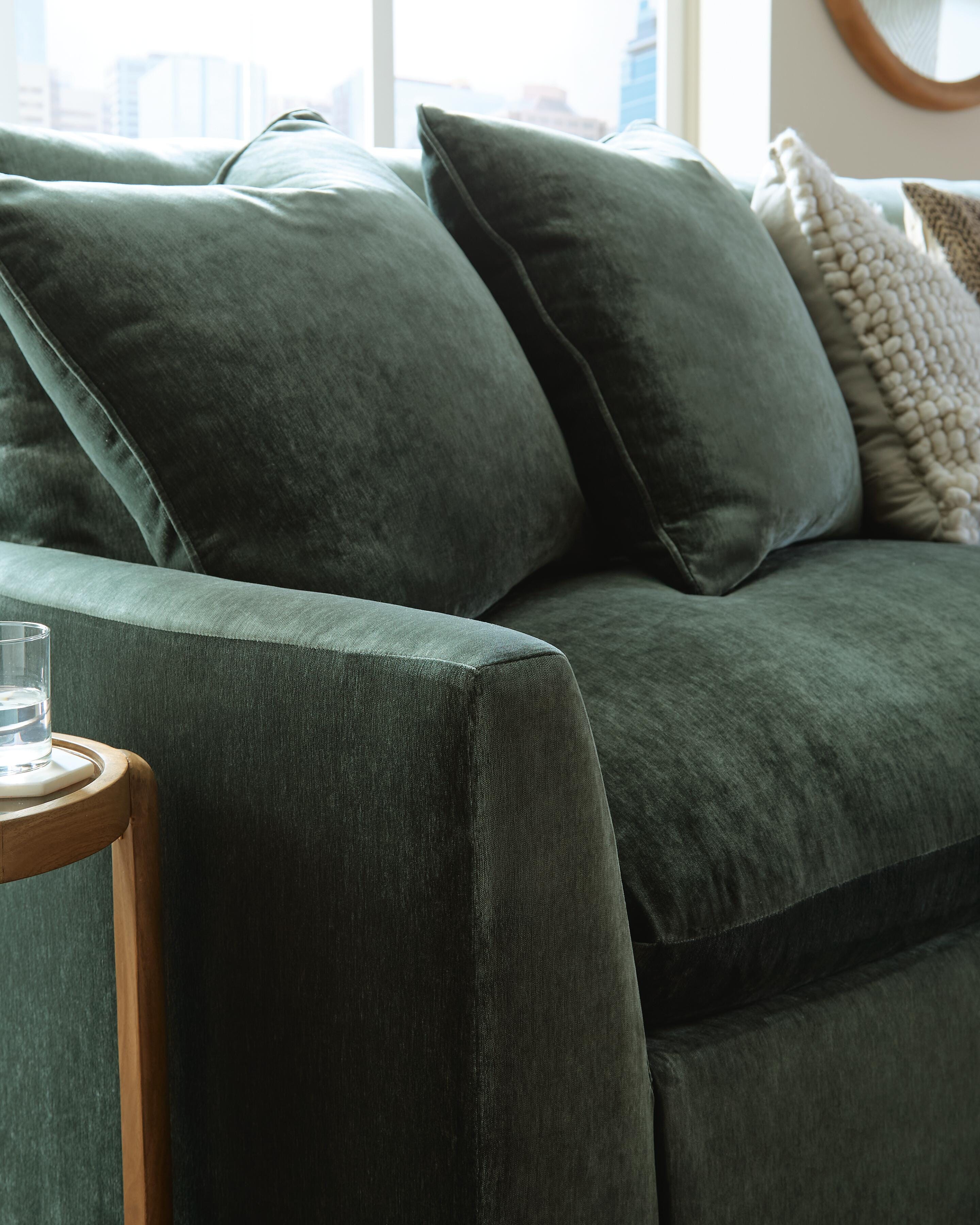 Carriage View 3-Piece Sectional in Jade Velvet