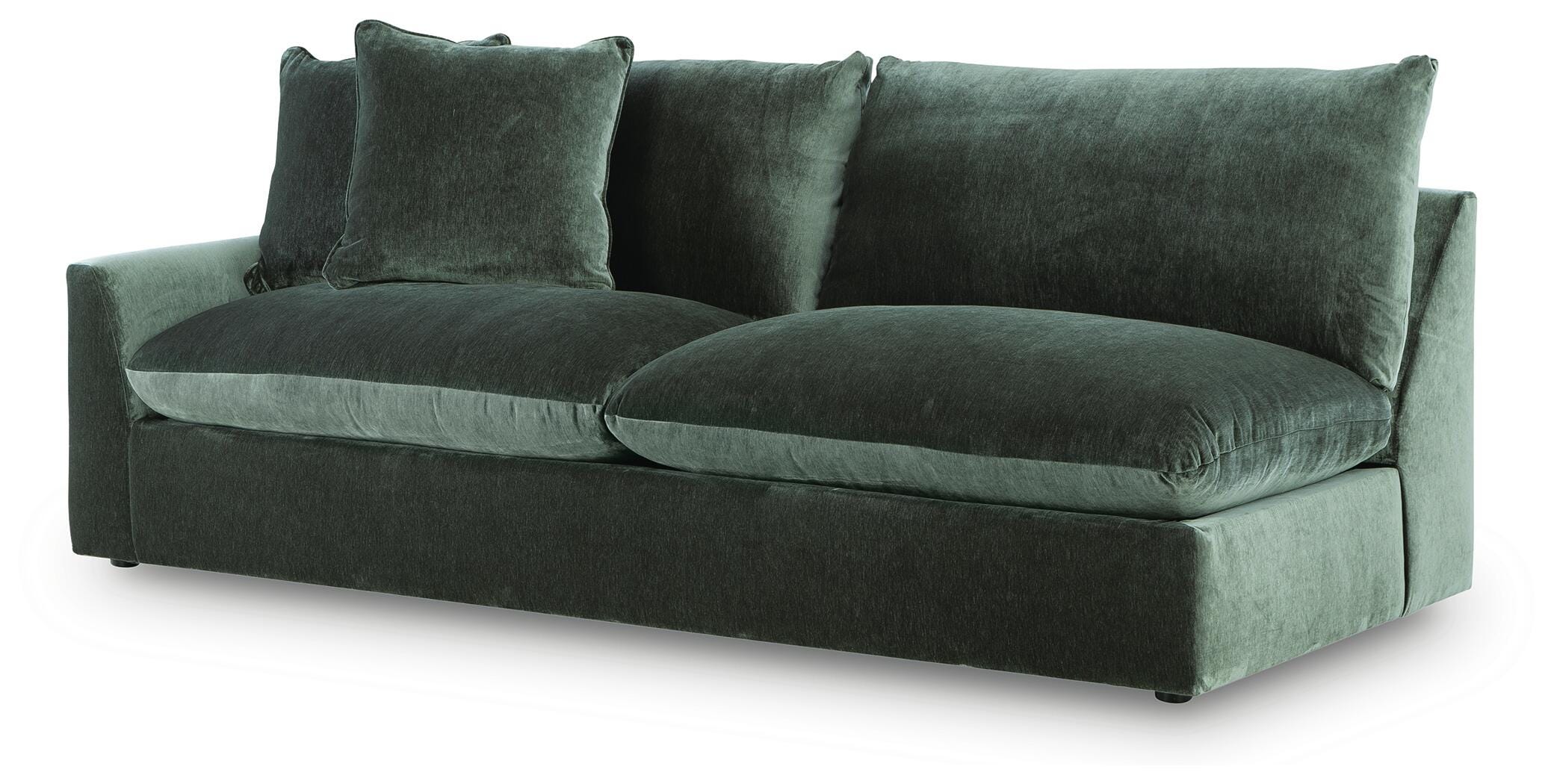Carriage View 3-Piece Sectional in Jade Velvet