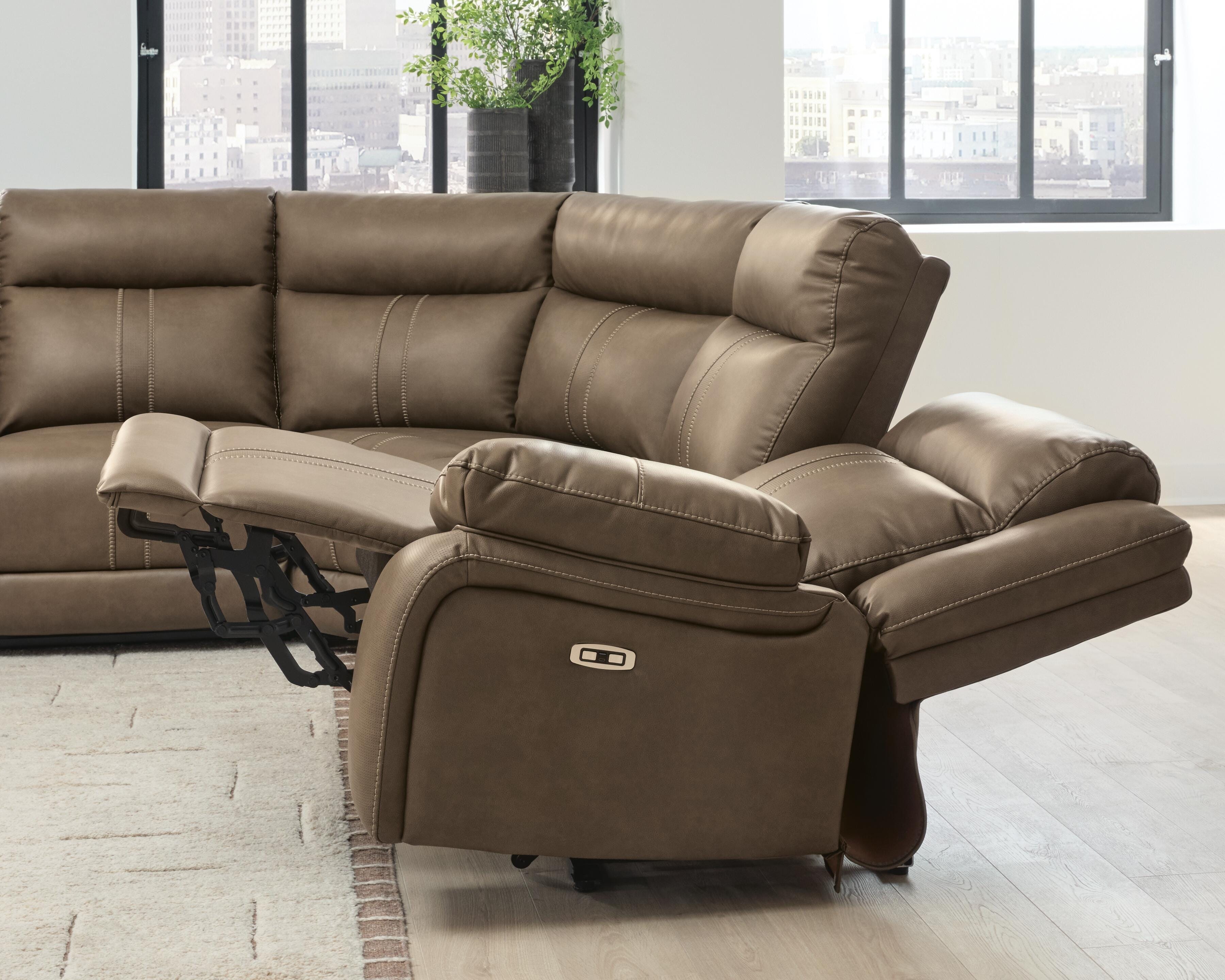 Max-Momentum 5-Piece Power Reclining Sectional Sofa in Biscotti