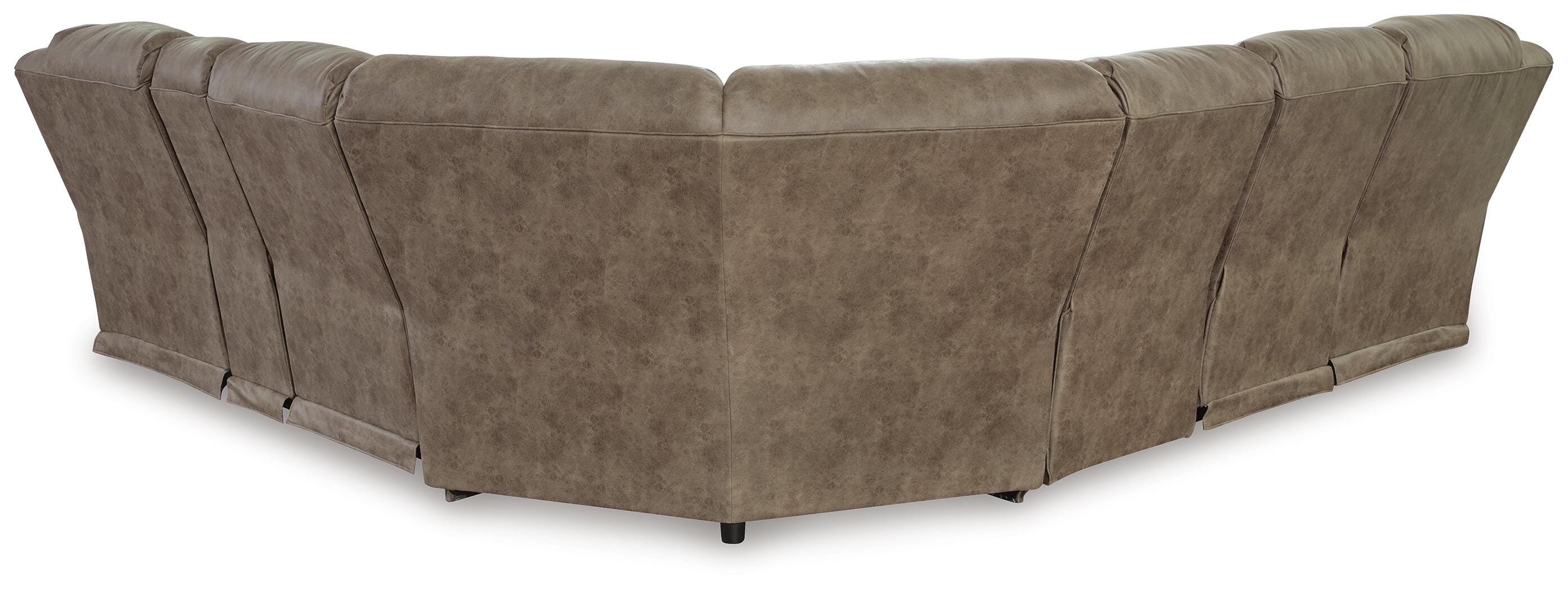 Ravenel 4-Piece Power Reclining Sectional with Console in Fossil Faux Leather