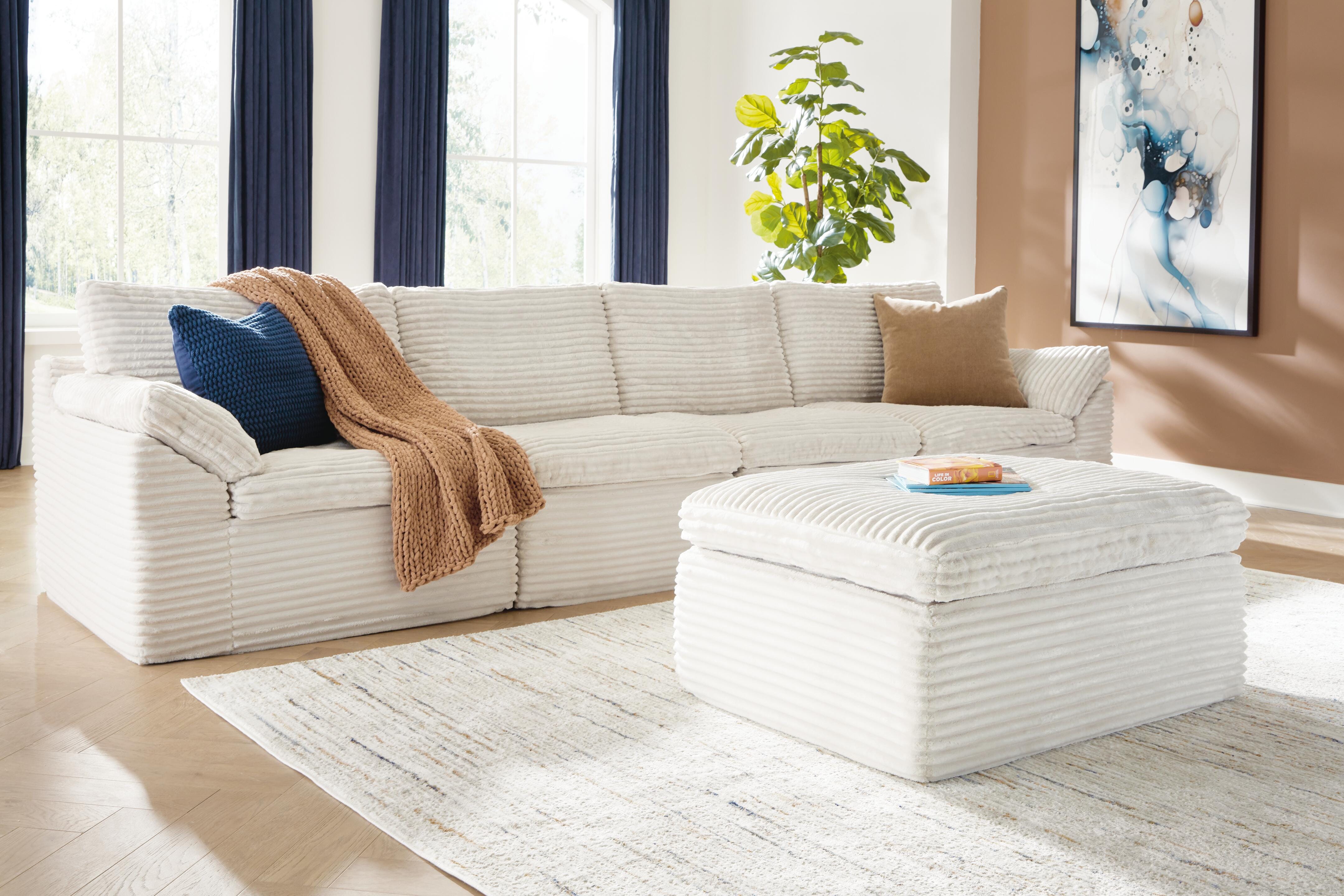 Fannin 4-Piece Sectional with Ottoman in Ivory