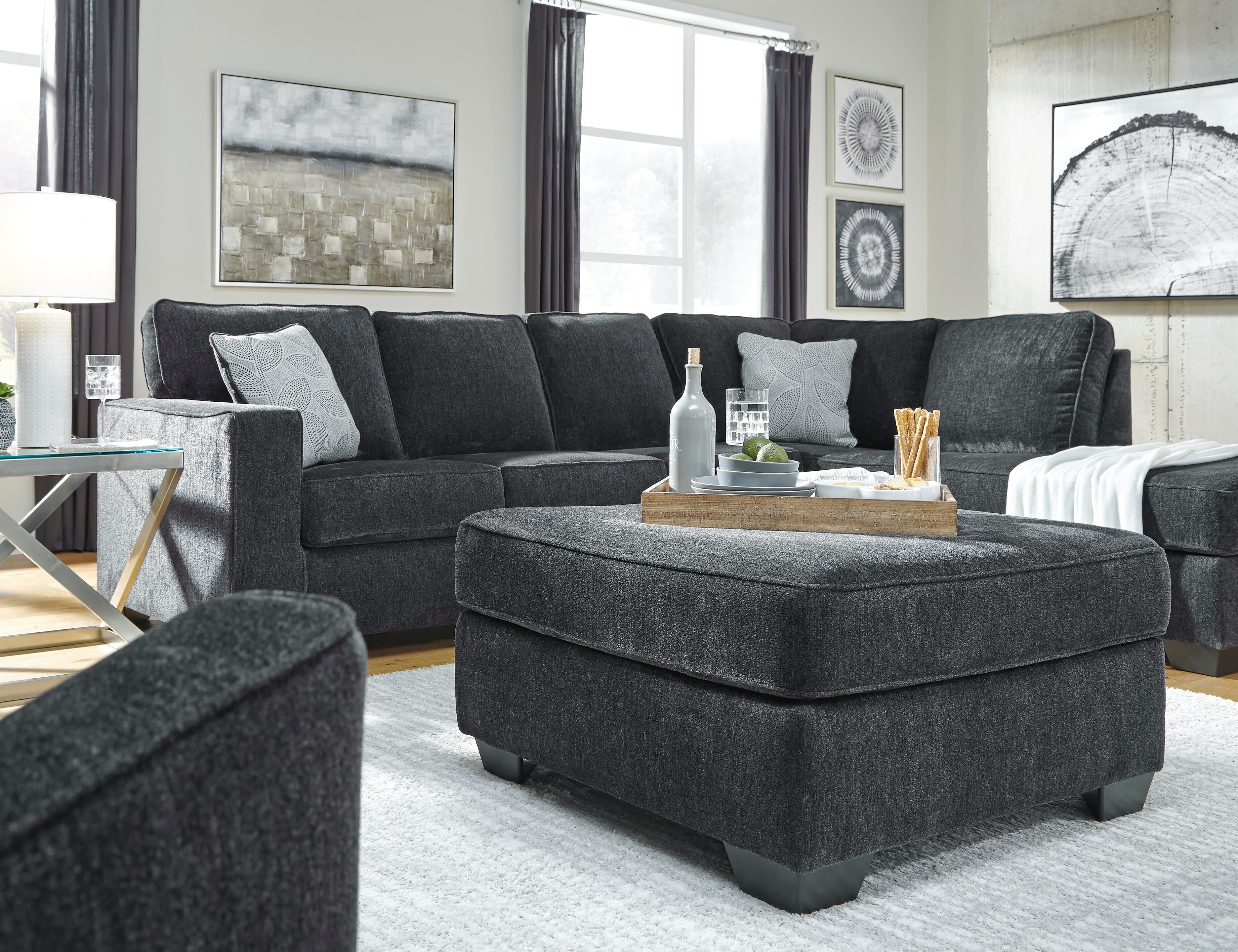 Altari 2-Piece Sectional and Ottoman in Slate