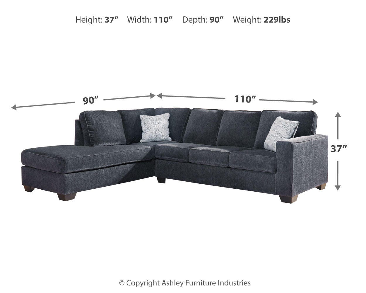 Altari 2-Piece Sectional and Ottoman in Slate