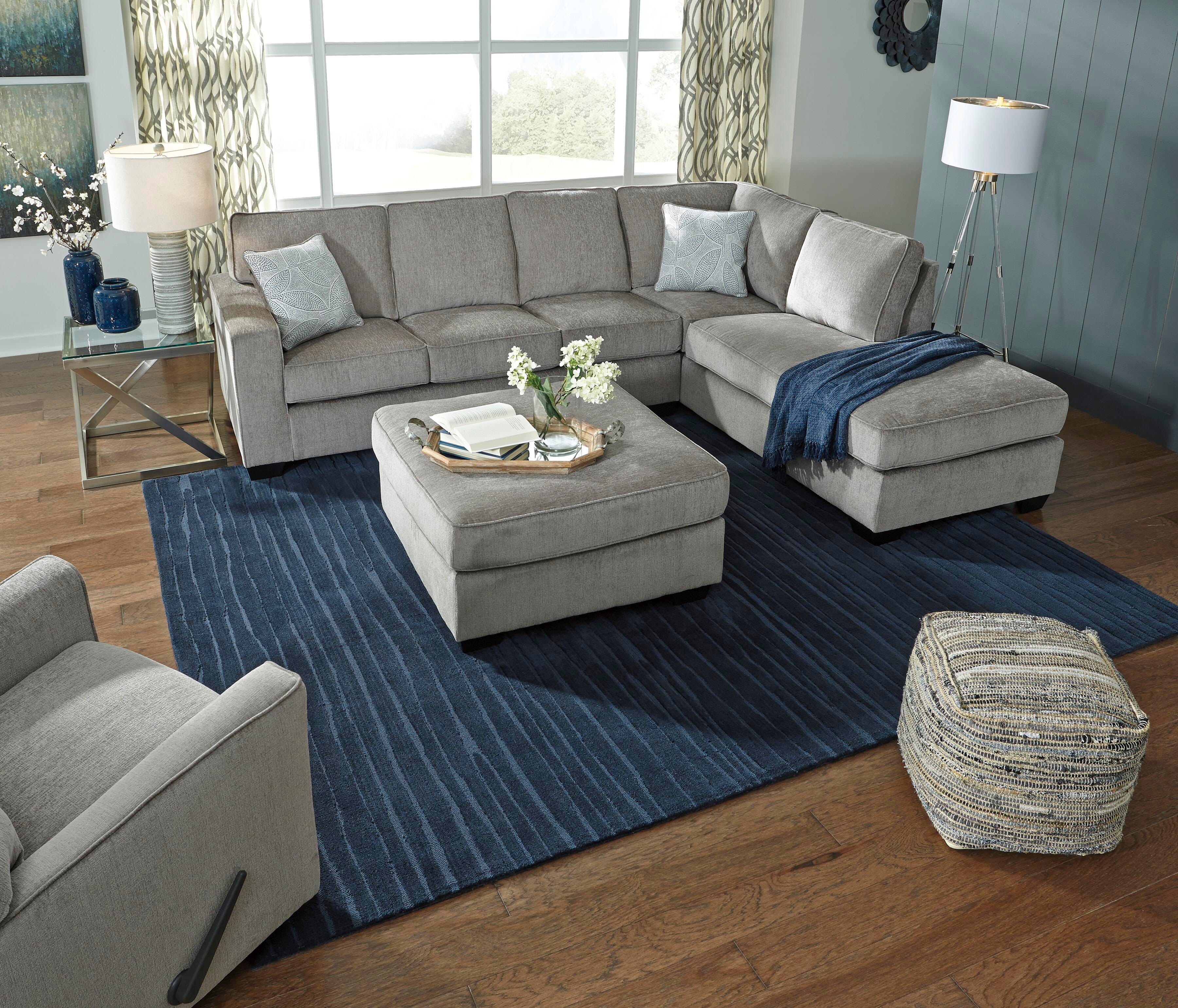 Altari 2-Piece Sleeper Sectional, Loveseat and Ottoman in Alloy