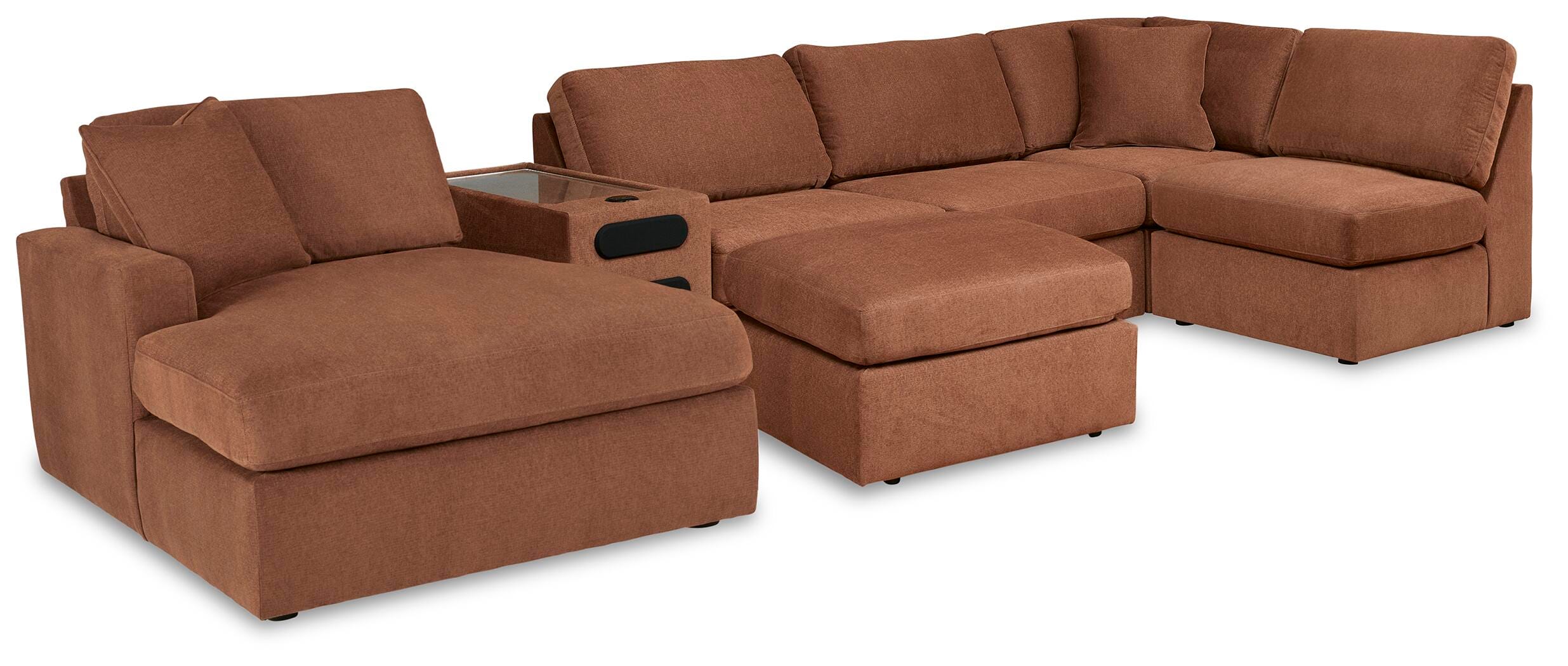 Modmax 6-Piece LAF Chaise Sectional and Ottoman in Spice