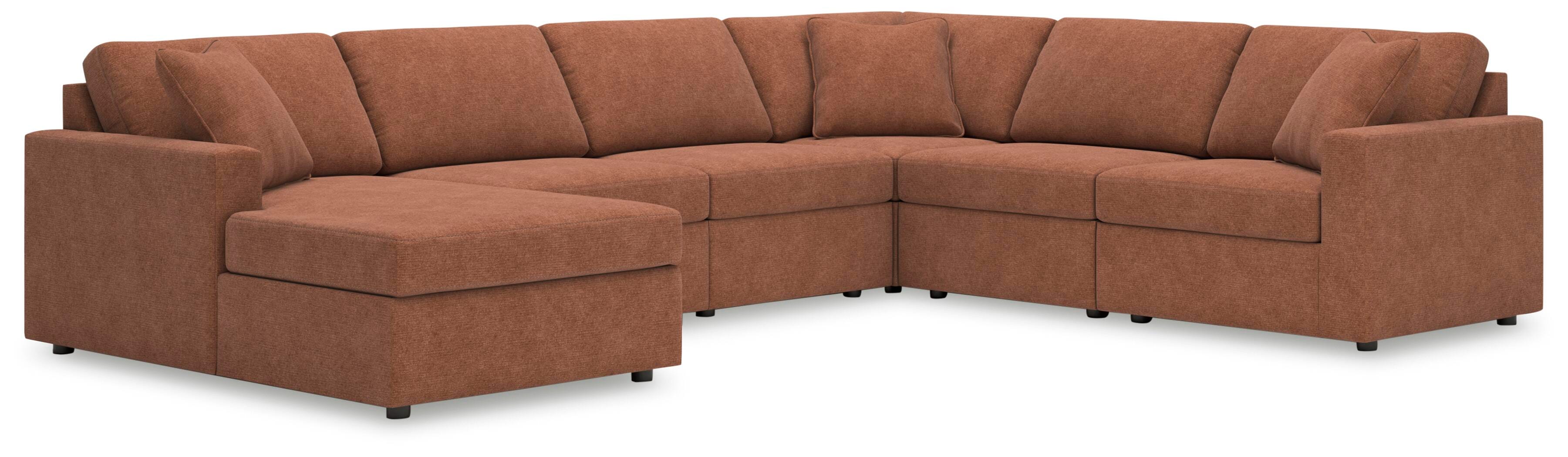 Modmax 6-Piece Sectional with LAF Chaise in Spice Performance Fabric and Next-Gen Nuvella