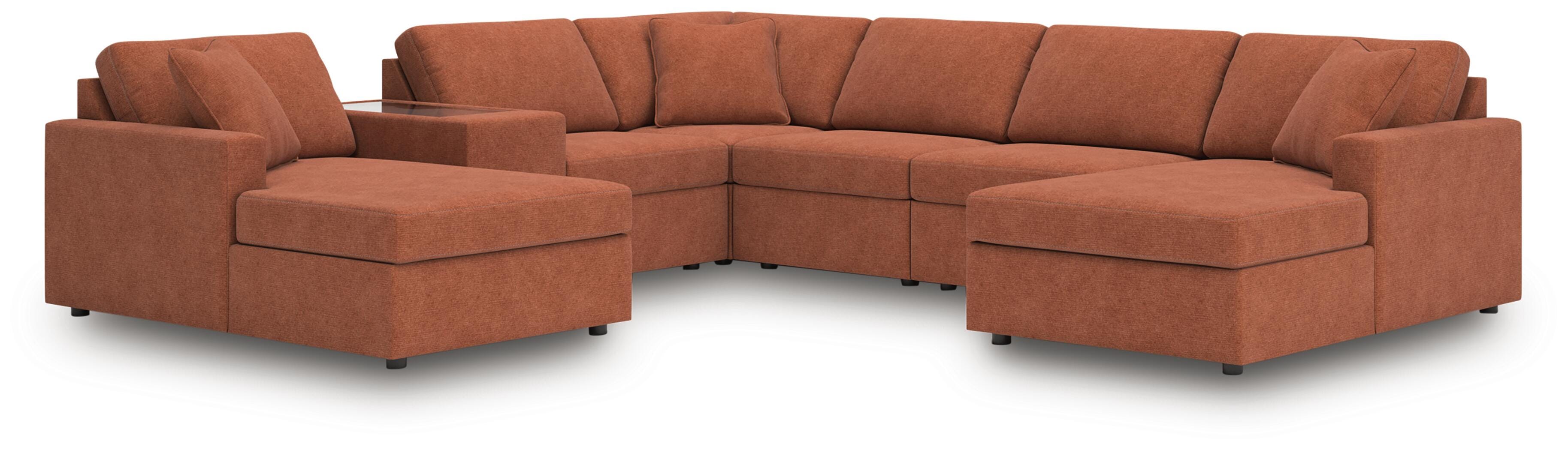 Modmax 7-Piece Sectional in Spice Performance Fabric and Next-Gen Nuvella