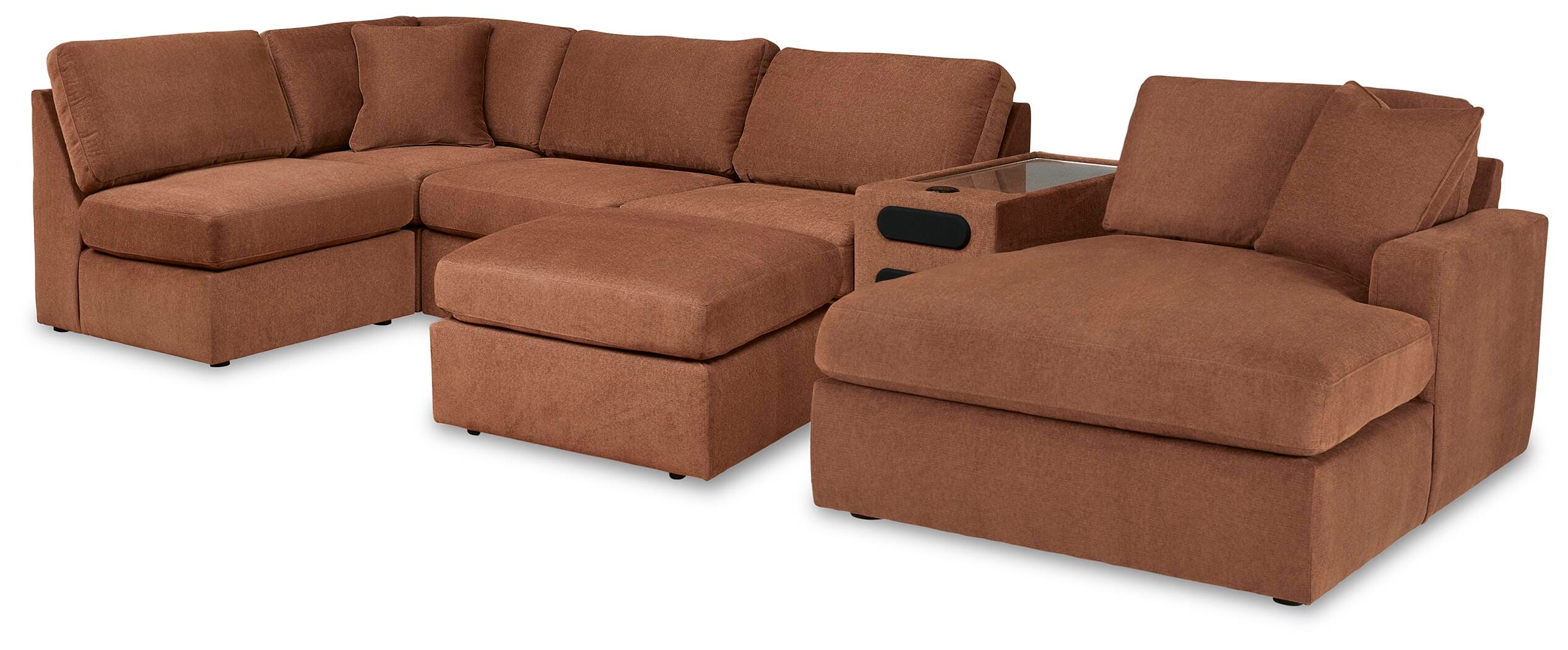 Modmax 6-Piece Sectional with Chaise and Ottoman in Spice