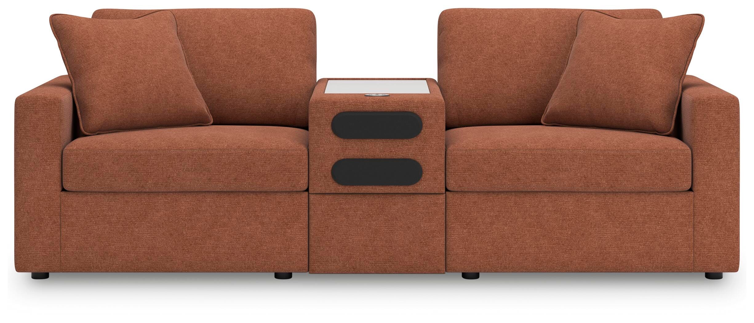 Modmax 3-Piece Sectional with Audio Console in Spice Performance Fabric and Next-Gen Nuvella