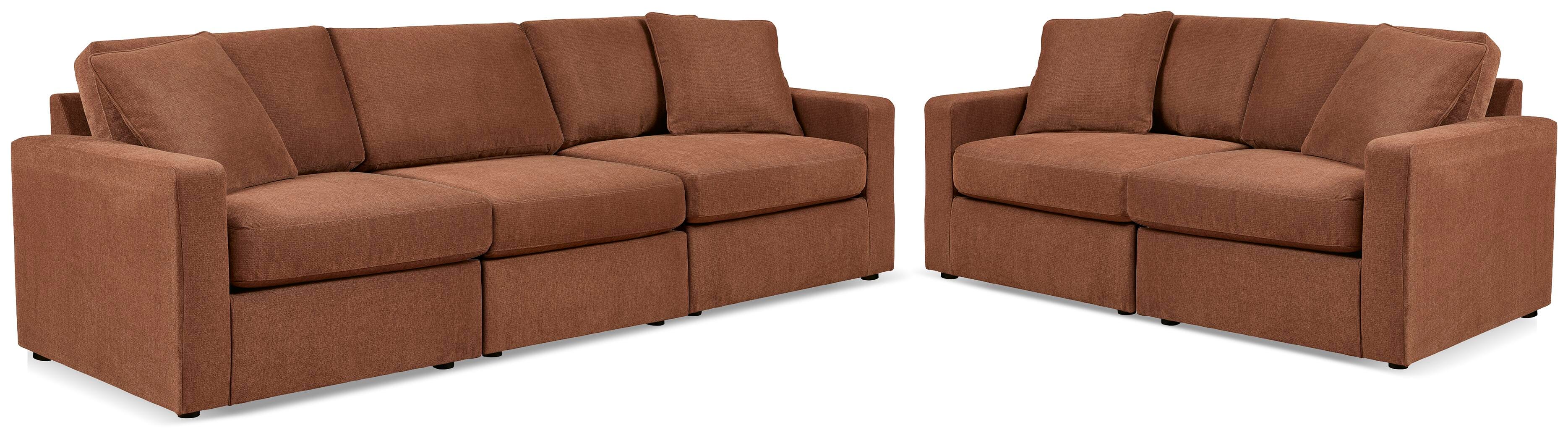 Modmax 3-Piece Sectional Sofa and 2-Piece Sectional Loveseat in Spice
