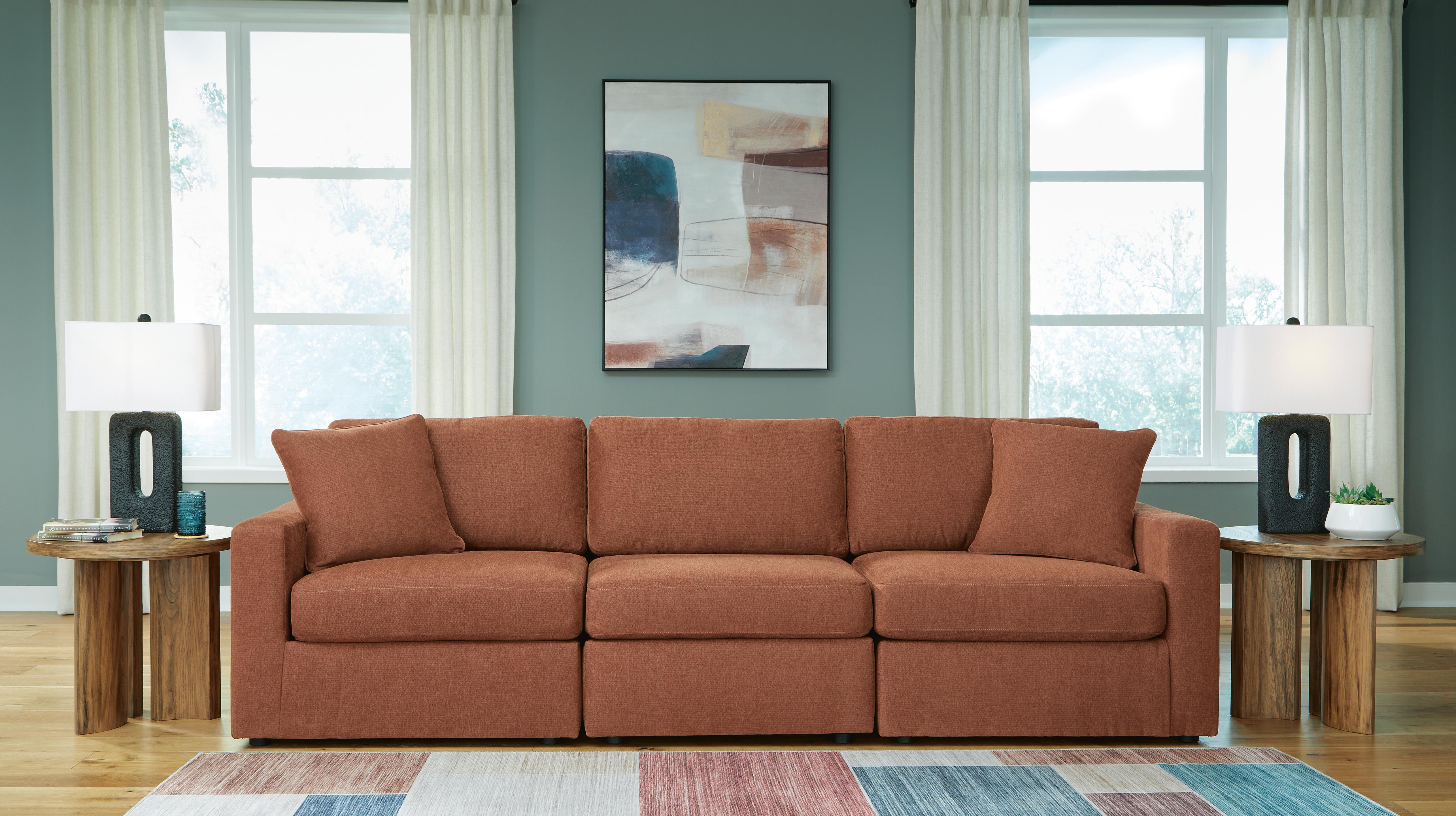 Modmax 3-Piece Sectional Sofa and 2-Piece Sectional Loveseat in Spice