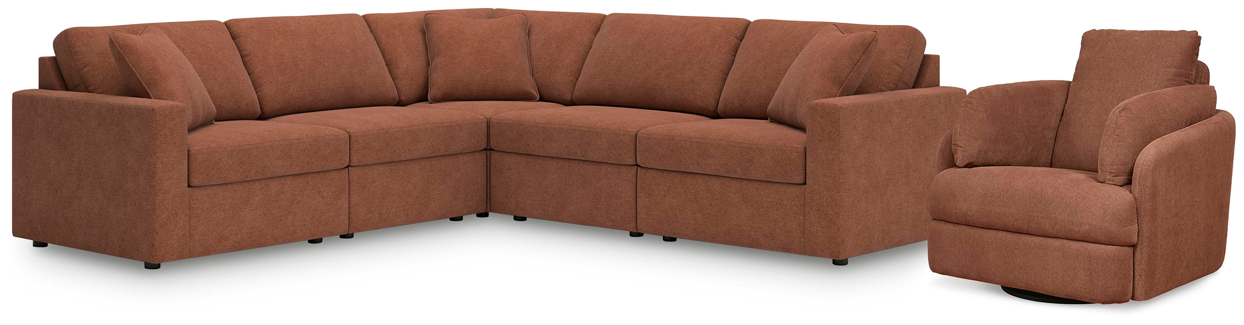 Modmax 5-Piece Sectional and Swivel Glider Recliner in Spice