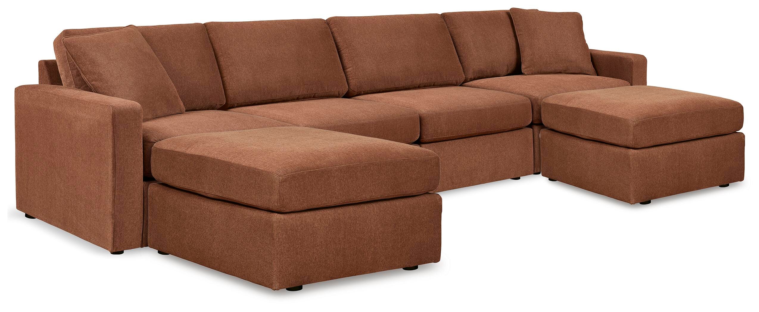 Modmax 4-Piece Sectional and 2 Ottomans in Spice
