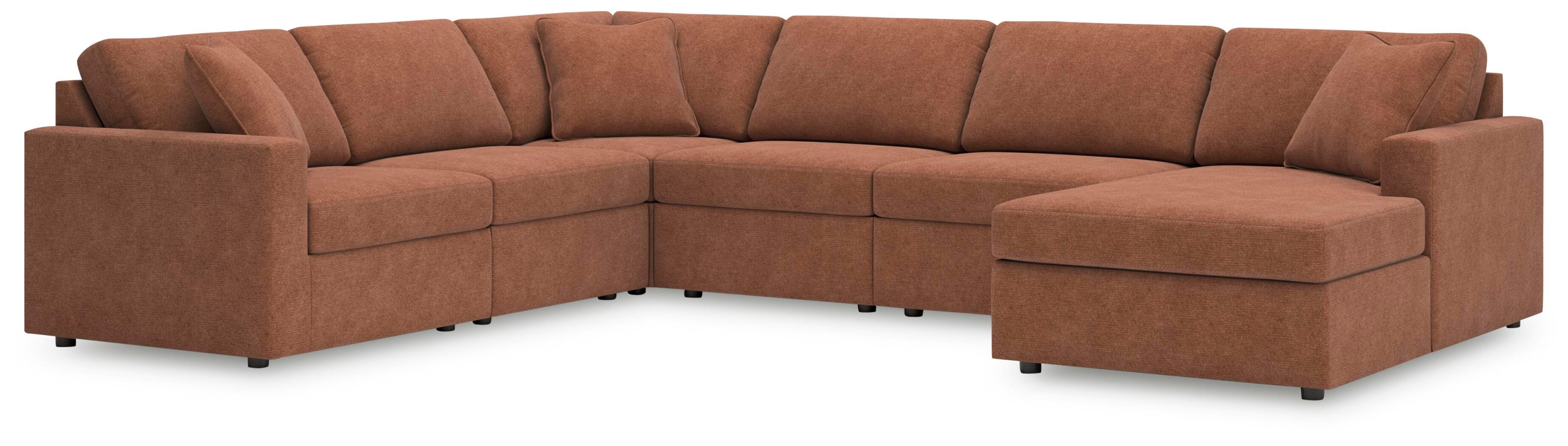 Modmax 6-Piece RAF Sectional in Spice Performance Fabric and Next-Gen Nuvella