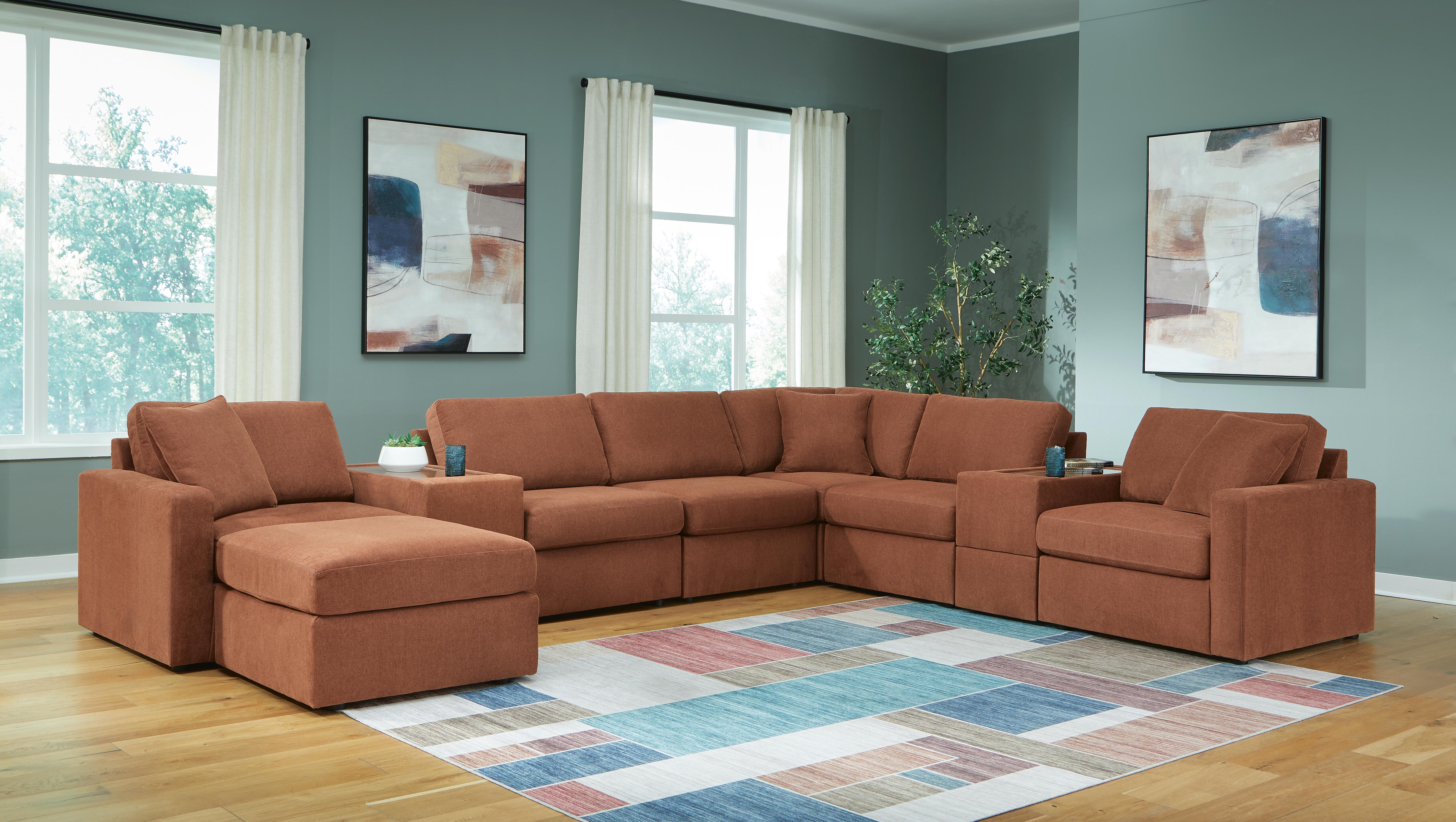 Modmax 8-Piece Sectional and Ottoman in Spice