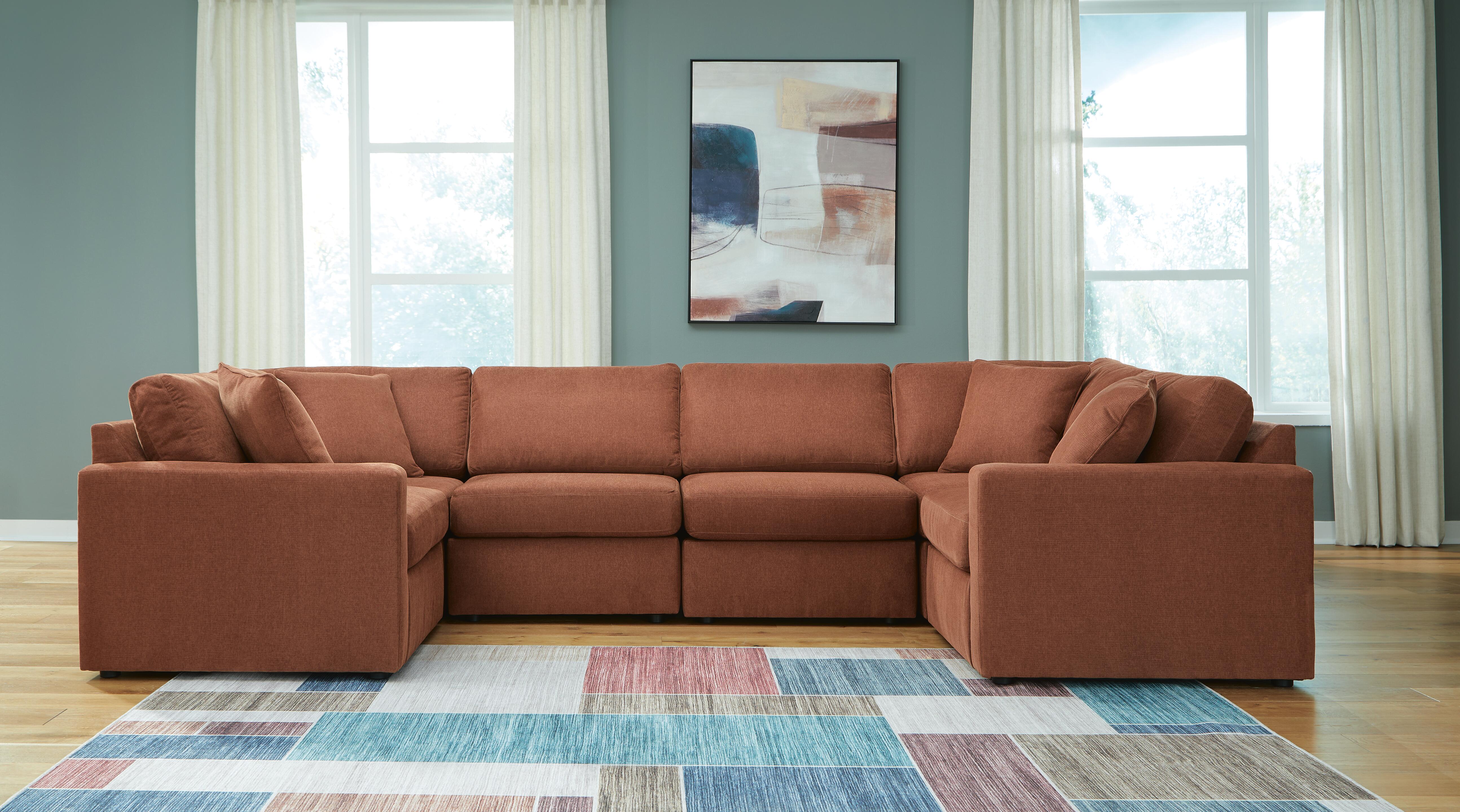 Modmax 6-Pc Sectional in Spice Performance Fabric and Next-Gen Nuvella