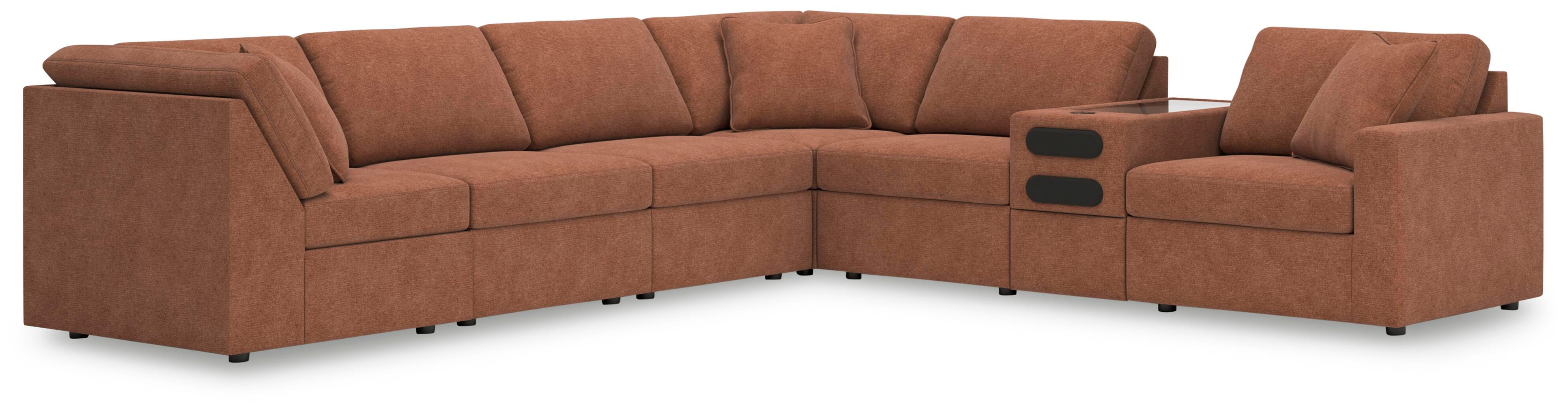 Modmax 7-Piece Sectional w/ Audio Console in Spice Performance Fabric and Next-Gen Nuvella