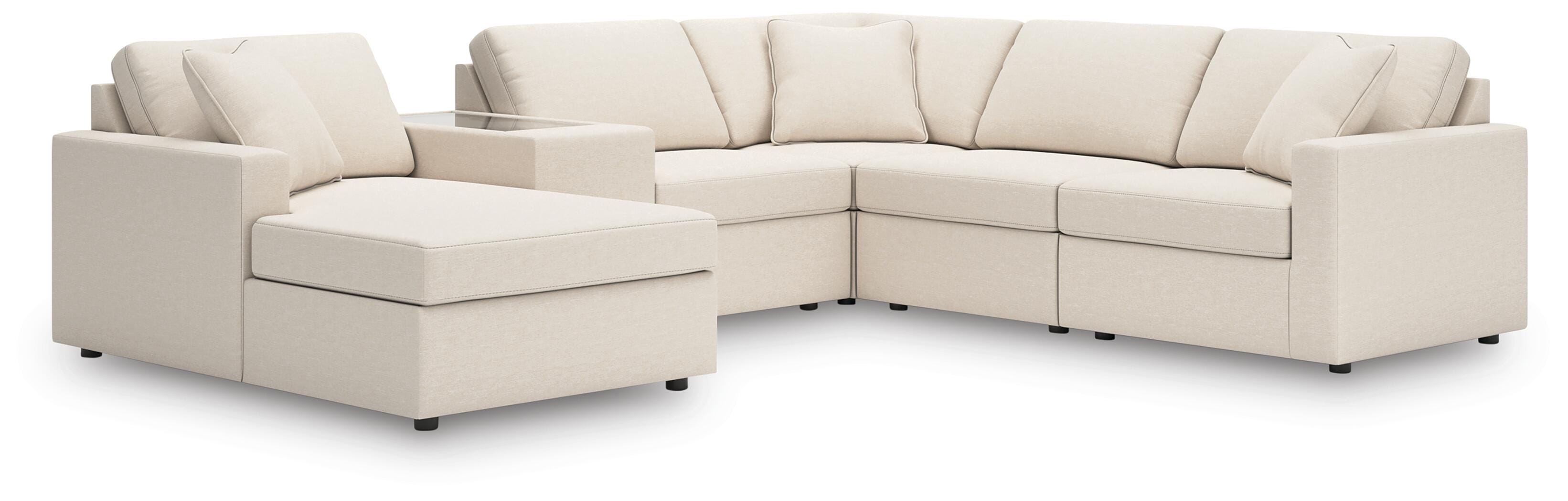 Modmax 6-Piece LAF Chaise Sectional in Oyster Performance Fabric and Next-Gen Nuvella