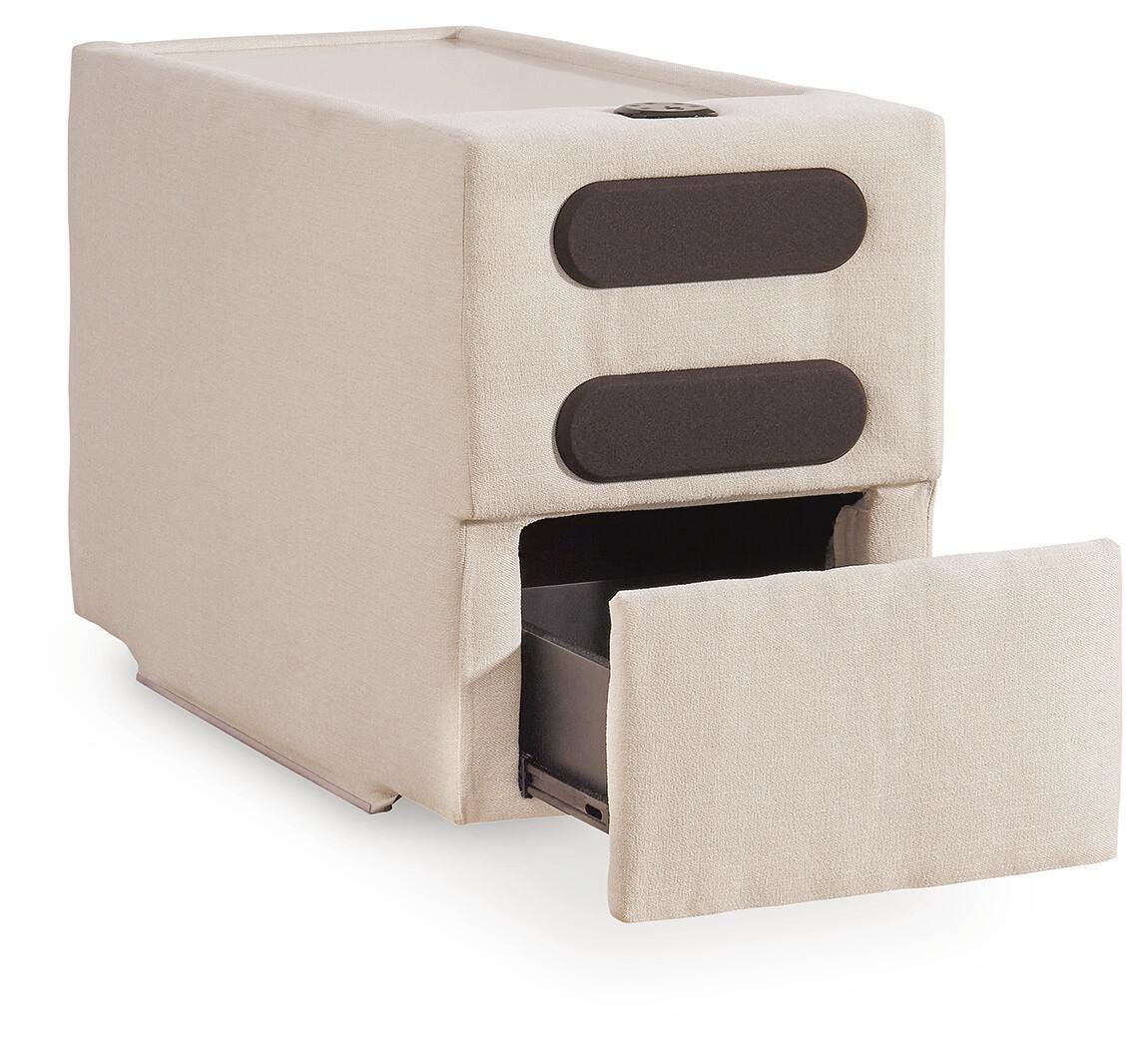 Modmax 3-Piece Sectional with Audio Console in Oyster Performance Fabric and Next-Gen Nuvella